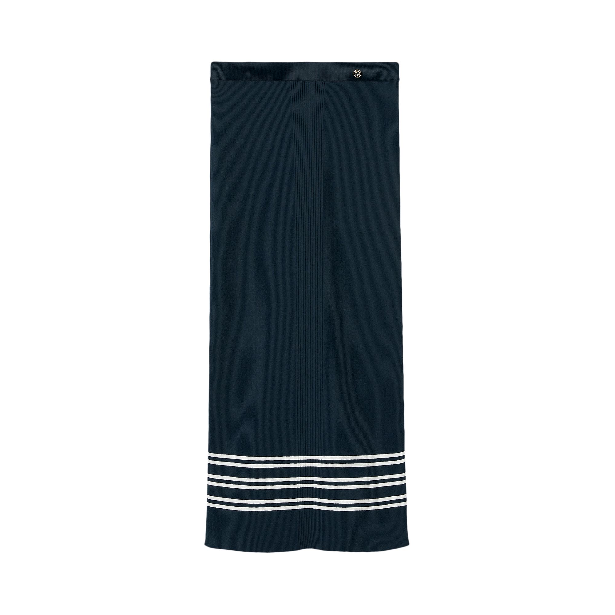 Pre-owned Gucci Stretch Rib Viscose Skirt 'blue/ivory' | Women's Size S