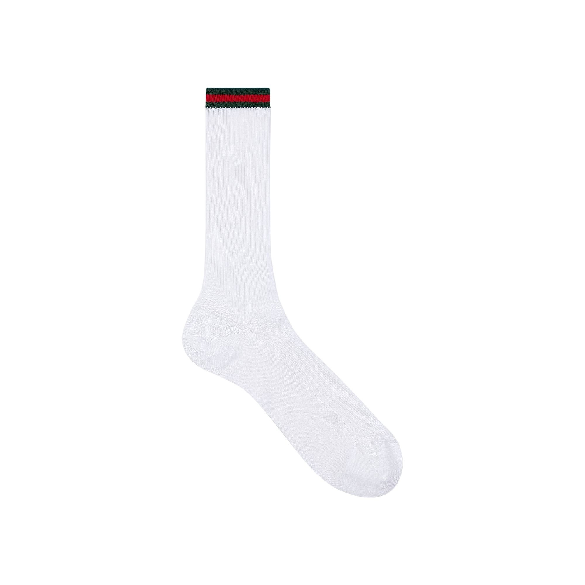 Pre-owned Gucci Web Rib Socks 'white' | Men's Size S