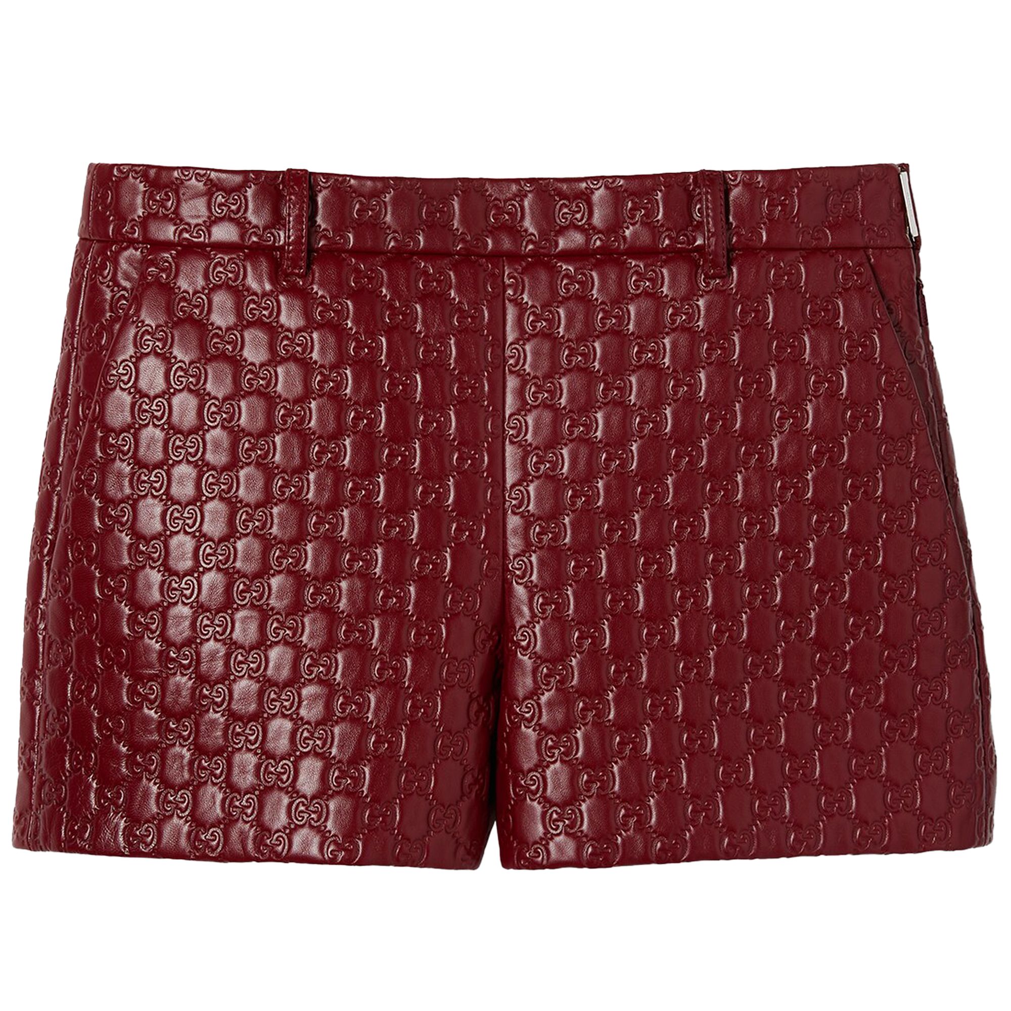 Pre-owned Gucci Embossed Leather Shorts 'rosso Ancora' | Red | Women's Size 42