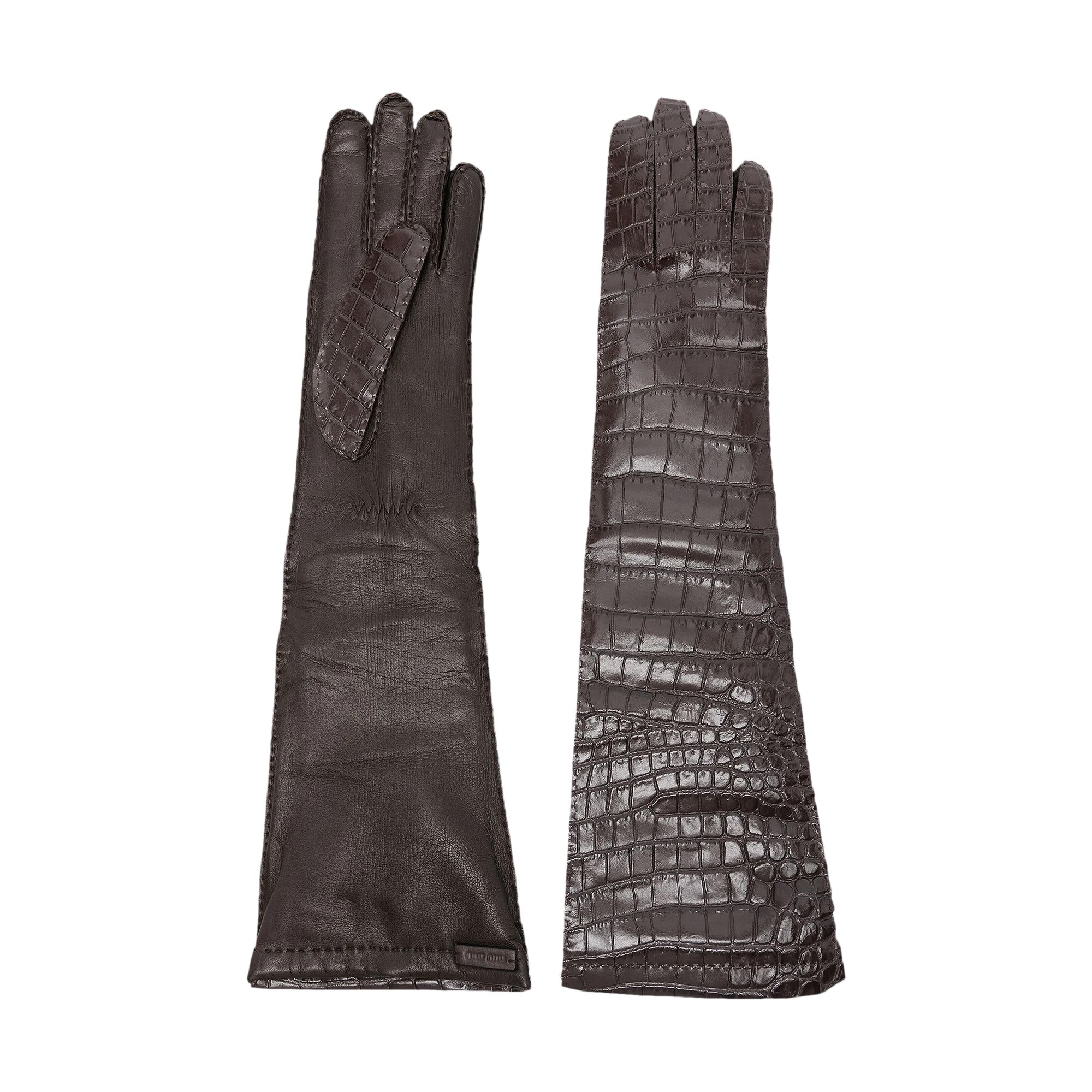 MIU MIU Pre-owned Leather Gloves 'moro' | Brown | Women's Size 7