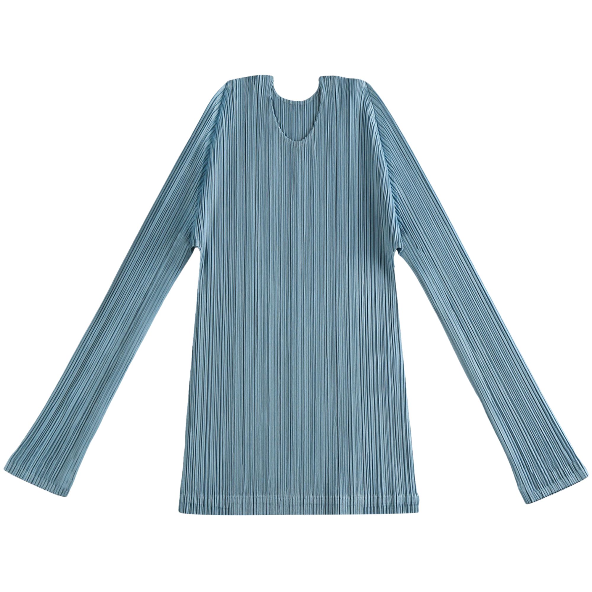 Pre-owned Issey Miyake Pleats Please  January Shirt 'blue Grey' | Women's Size 3