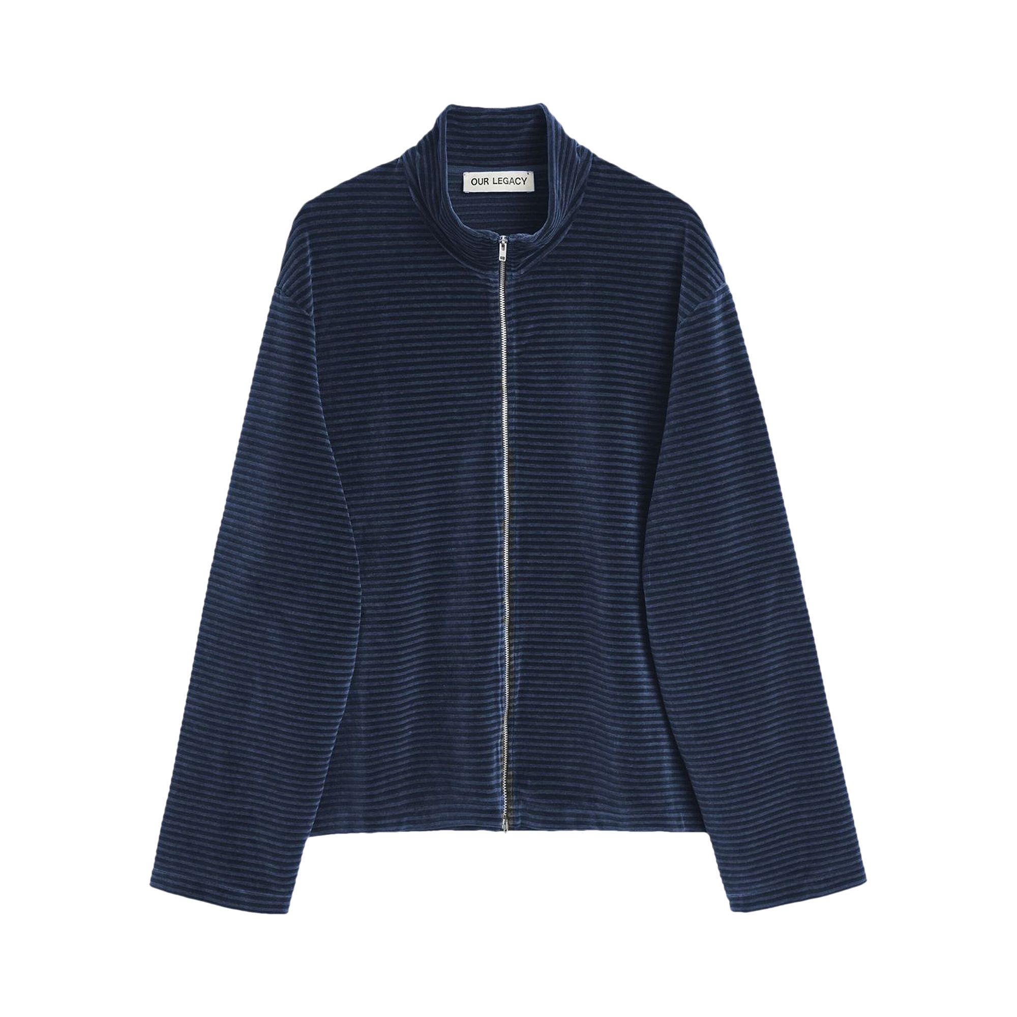 Pre-owned Our Legacy Shrunken Full Zip Polo 'phantom' | Blue | Men's Size 52