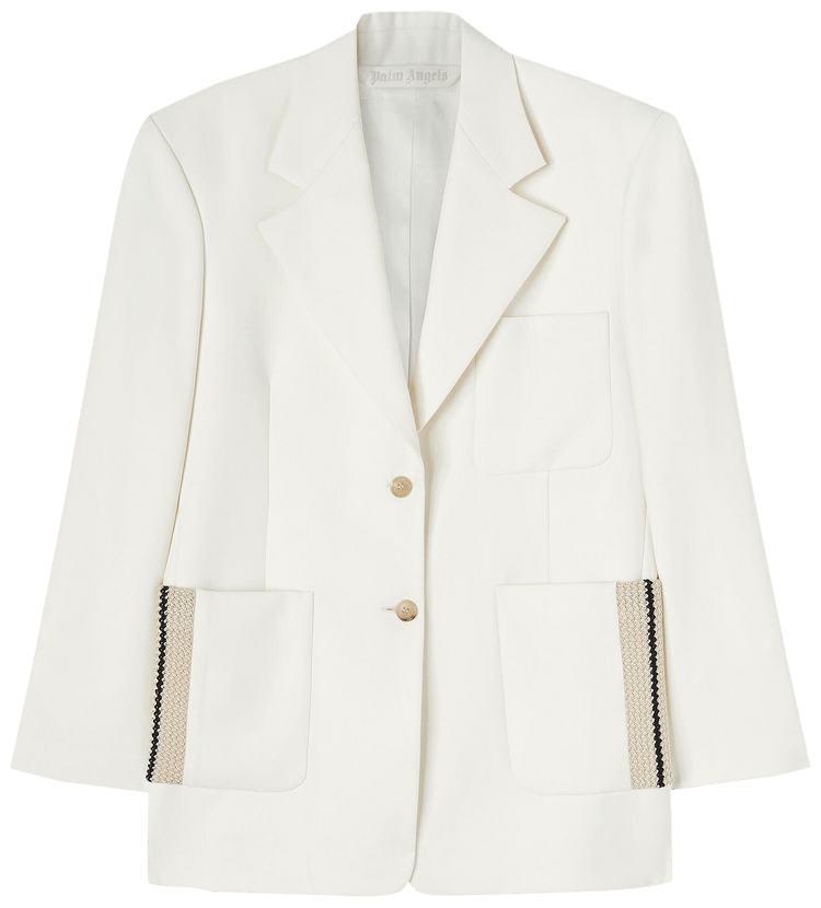 ジャケット Palm Angels BLAZER WITH KNIT DETAIL (PWEN028_S23FAB0020403) Buy Palm Angels Knit Tape Blazer 'Off White