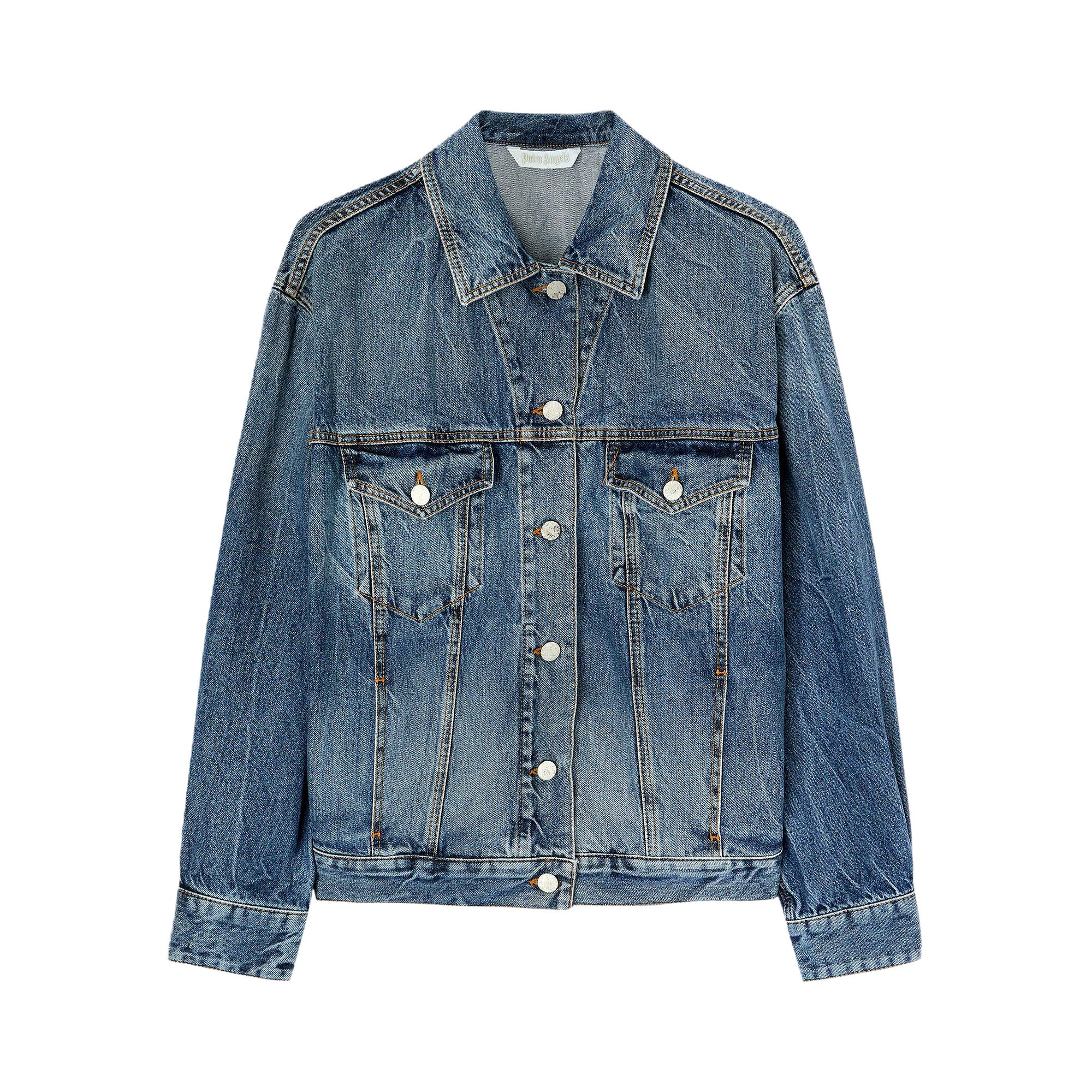 Pre-owned Palm Angels Palms Sunrise Denim Jacket 'cobalt Blue' | Women's Size M