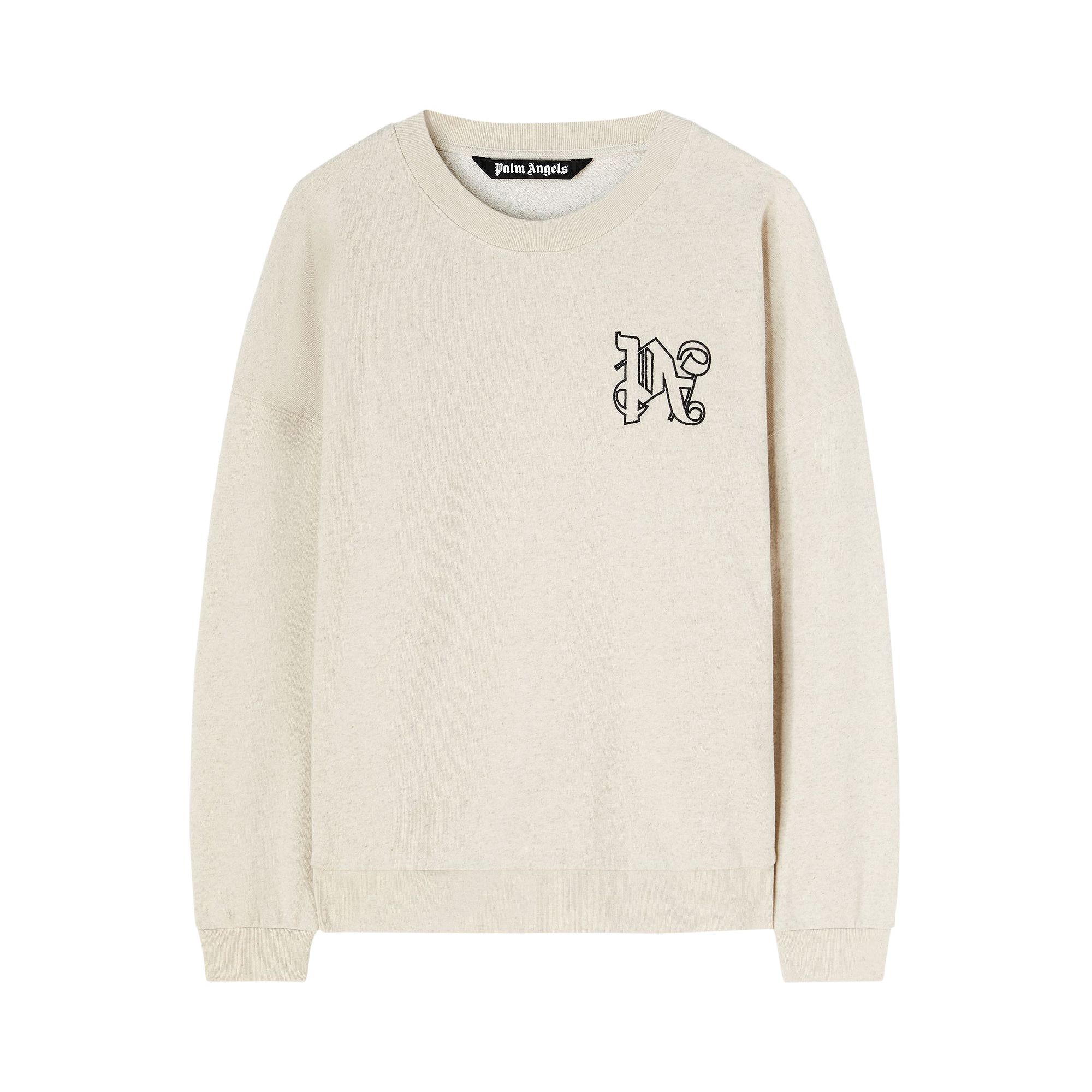 Pre-owned Palm Angels Monogram Linen Crewneck 'beige' | Tan | Men's Size Xs