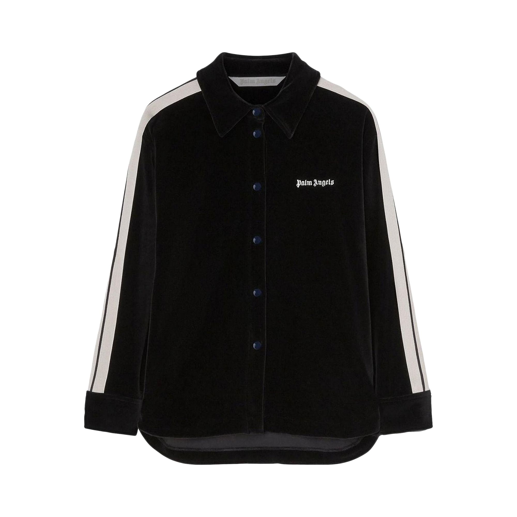 Pre-owned Palm Angels Velvet Classic Track Shirt 'black/off White' | Women's Size M