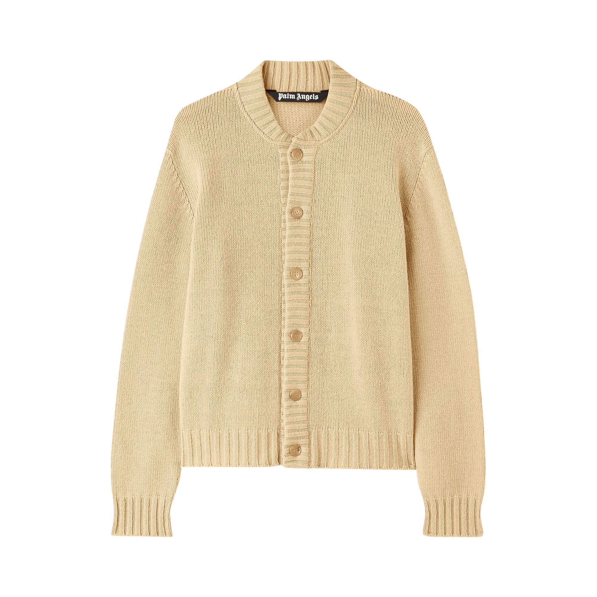 Pre-owned Palm Angels Curved Logo Cardigan 'beige' | Tan | Men's Size M In Brown