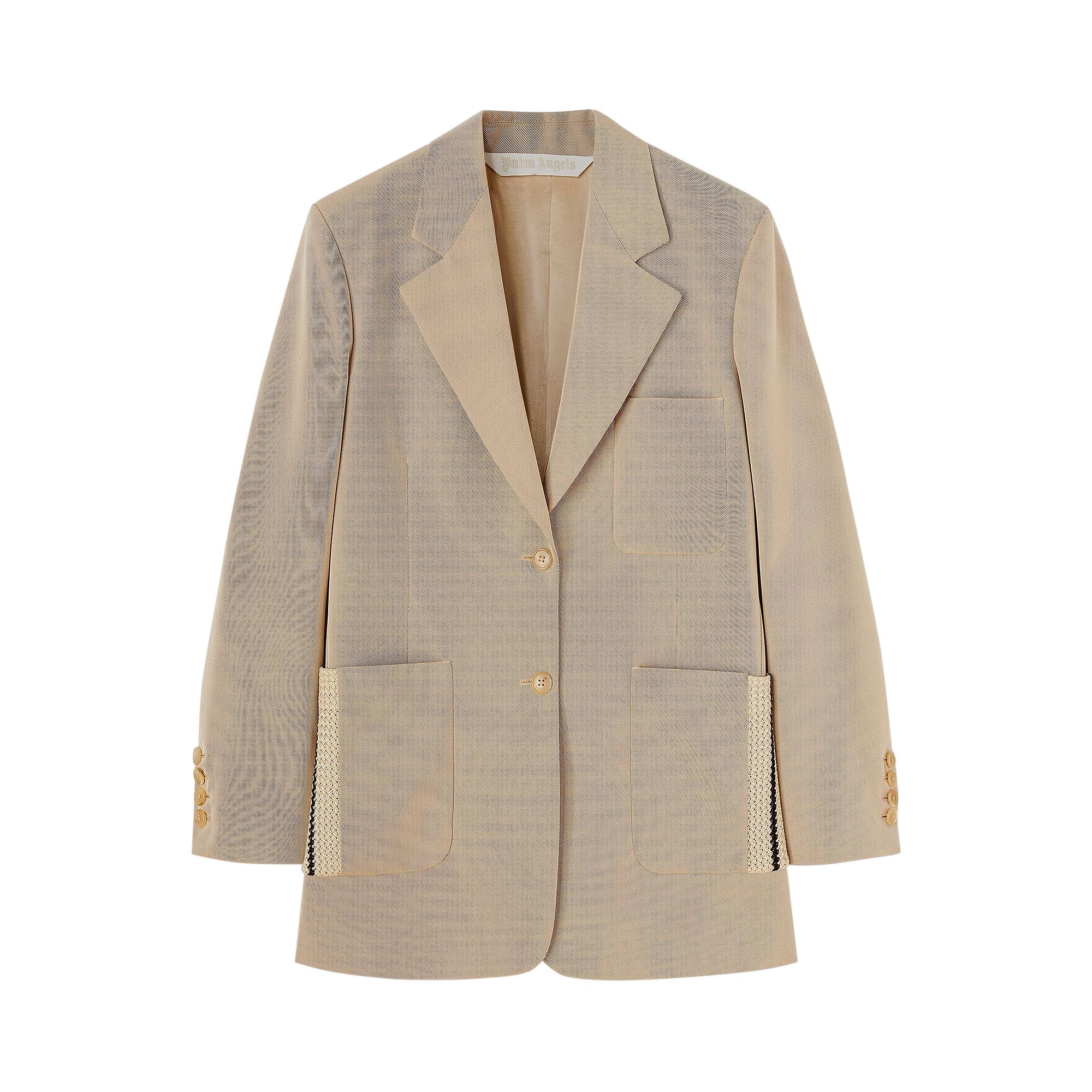 Pre-owned Palm Angels Knit Tape Blazer 'beige' | Cream | Women's Size 38