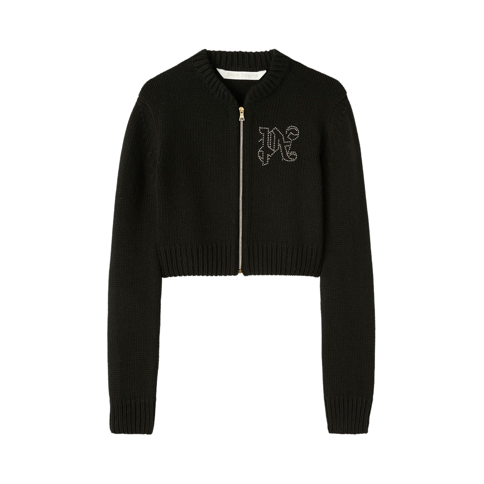 Pre-owned Palm Angels Monogram Stud Zip Sweater 'black' | Women's Size Xs