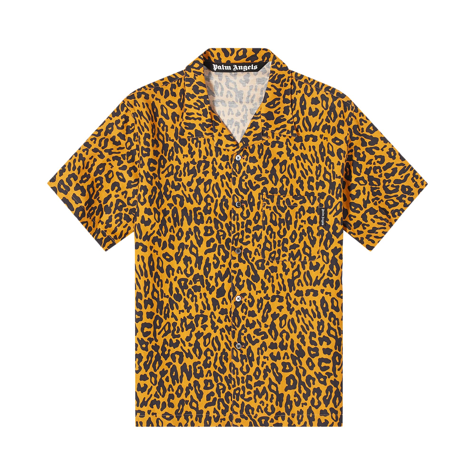 Pre-owned Palm Angels Cheetah Bowling Shirt 'orange' | Men's Size 46