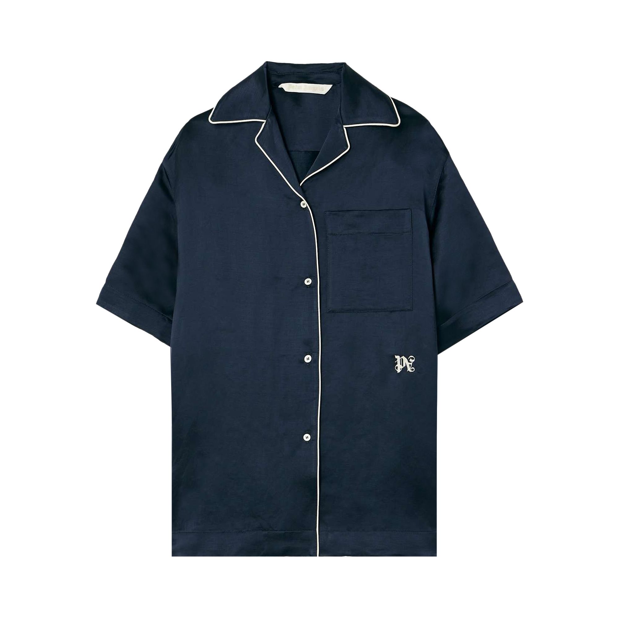 Pre-owned Palm Angels Monogram Satin Bowling Shirt 'black' | Women's Size 38