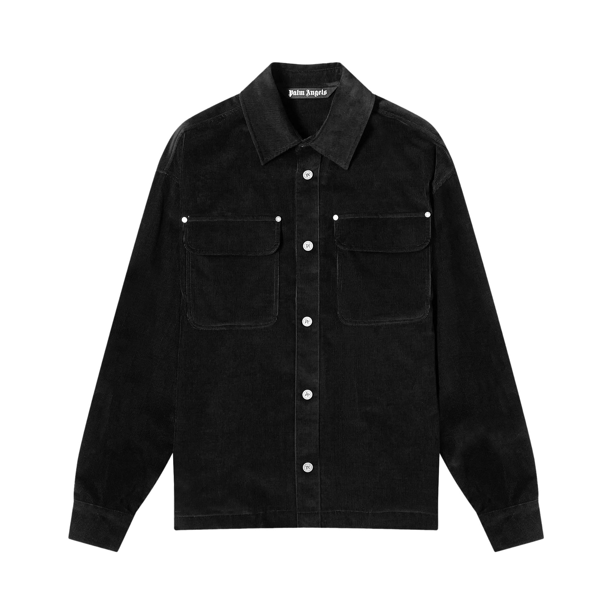 Pre-owned Palm Angels Velvet Back Logo Overshirt 'black' | Men's Size M