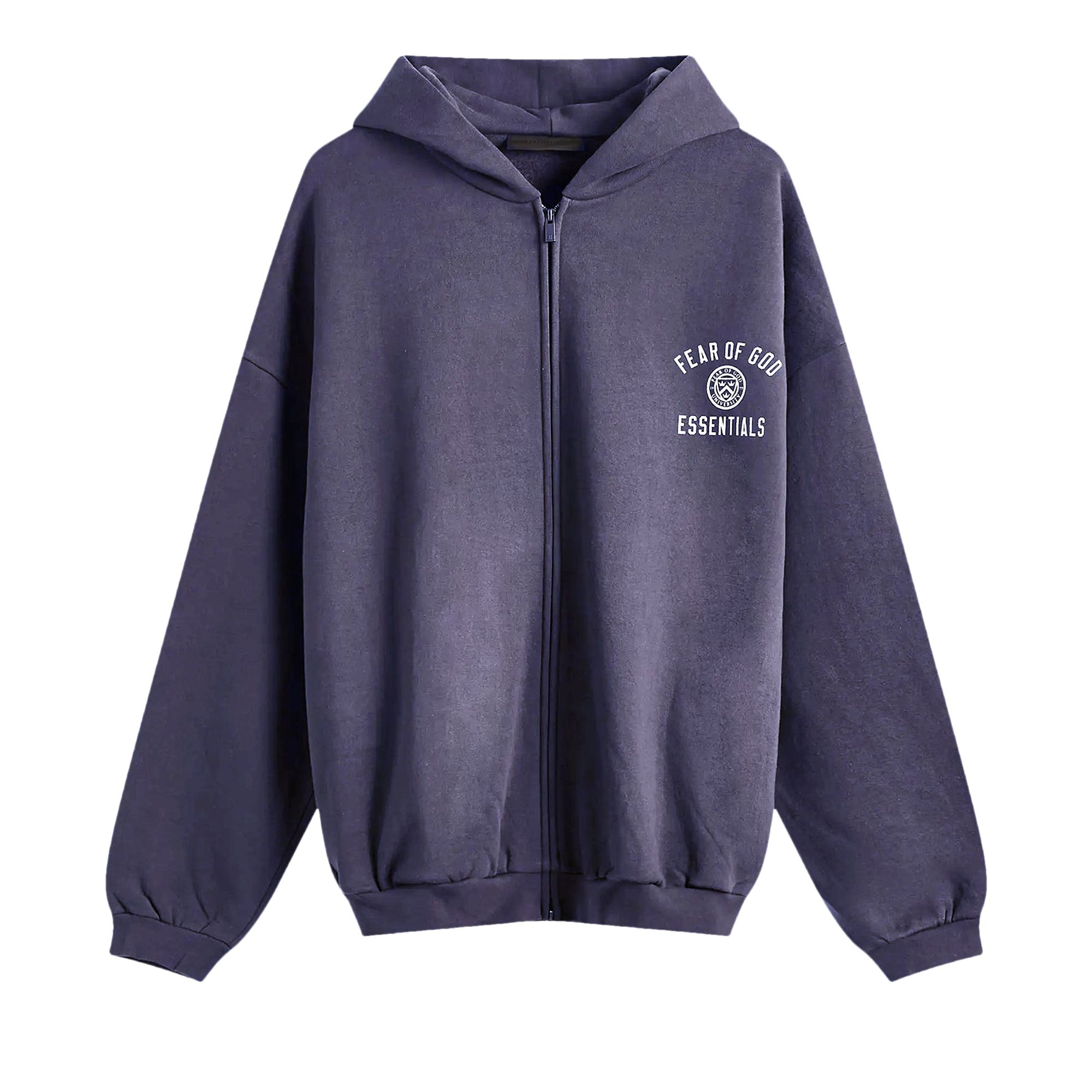 Pre-owned Essentials Fear Of God  Heavy Fleece Full Zip Hoodie 'marine Blue' | Men's Size L