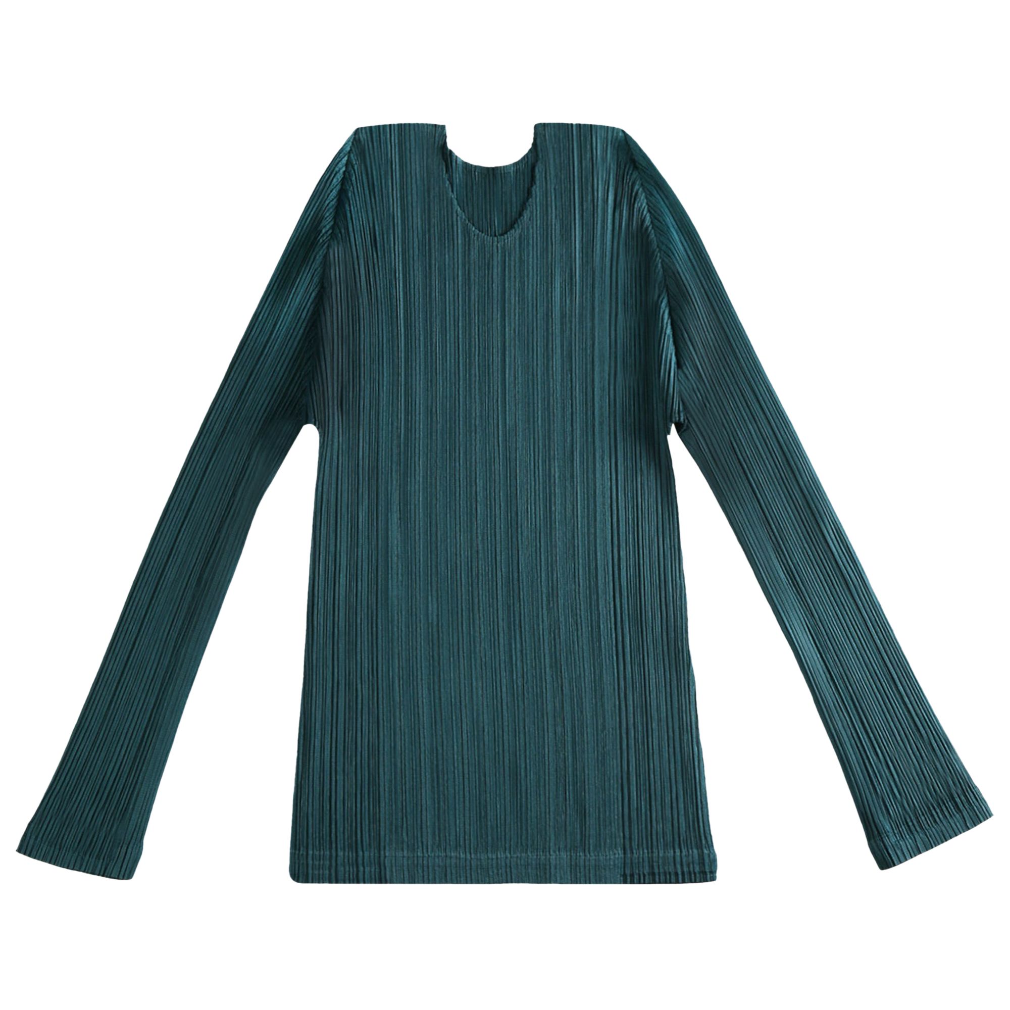 Pre-owned Issey Miyake Pleats Please  Mc January Shirt 'blue Green' | Women's Size 3