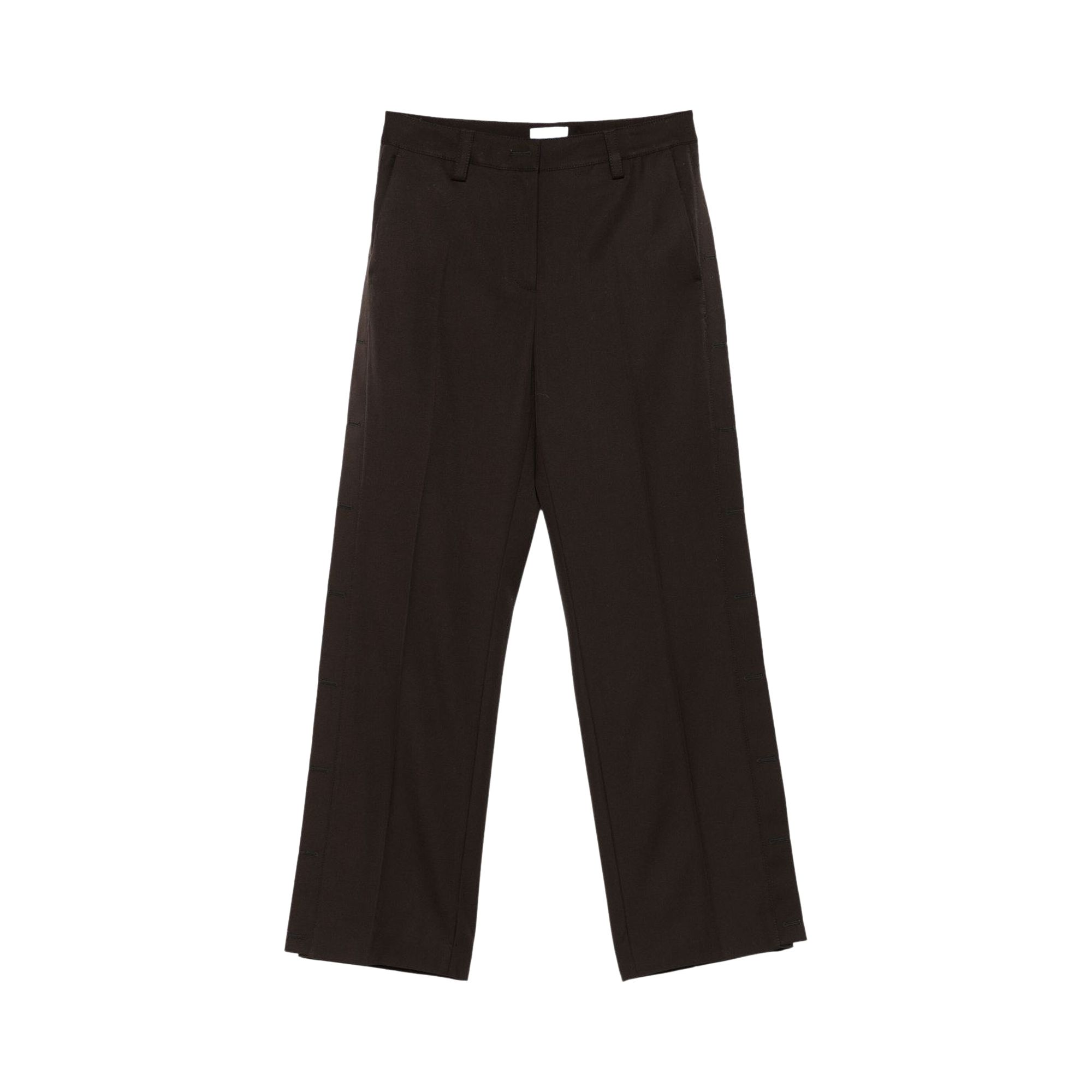 Pre-owned Off-white Virgin Wool Wide Leg Pants 'mole' | Brown | Women's Size 42