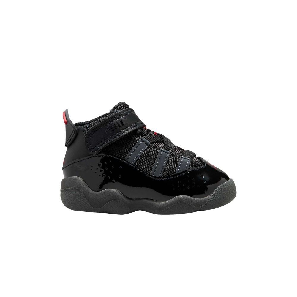 Pre-owned Air Jordan Jordan 6 Rings Td 'anthracite Fire Red' | Black | Infant Size 4