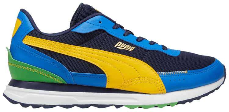 Puma Road Rider Leather Navy Yellow Sizzle