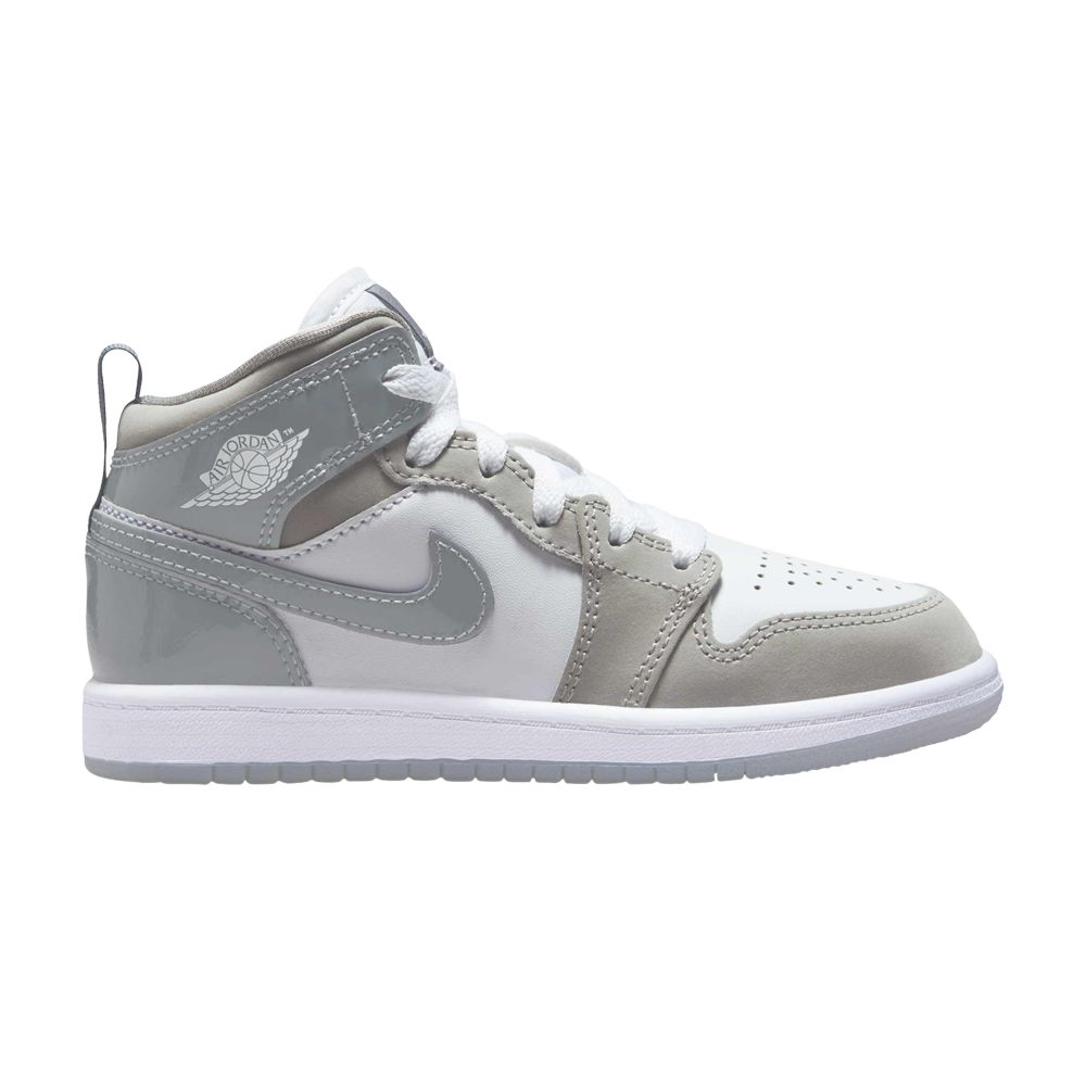 Pre-owned Air Jordan 1 Mid Se Ps 'patent Cool Grey' | Kid's Size 3 In Gray