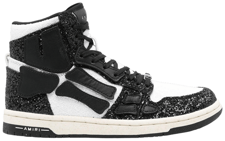 Amiri Skel Top High Glitter   Black White