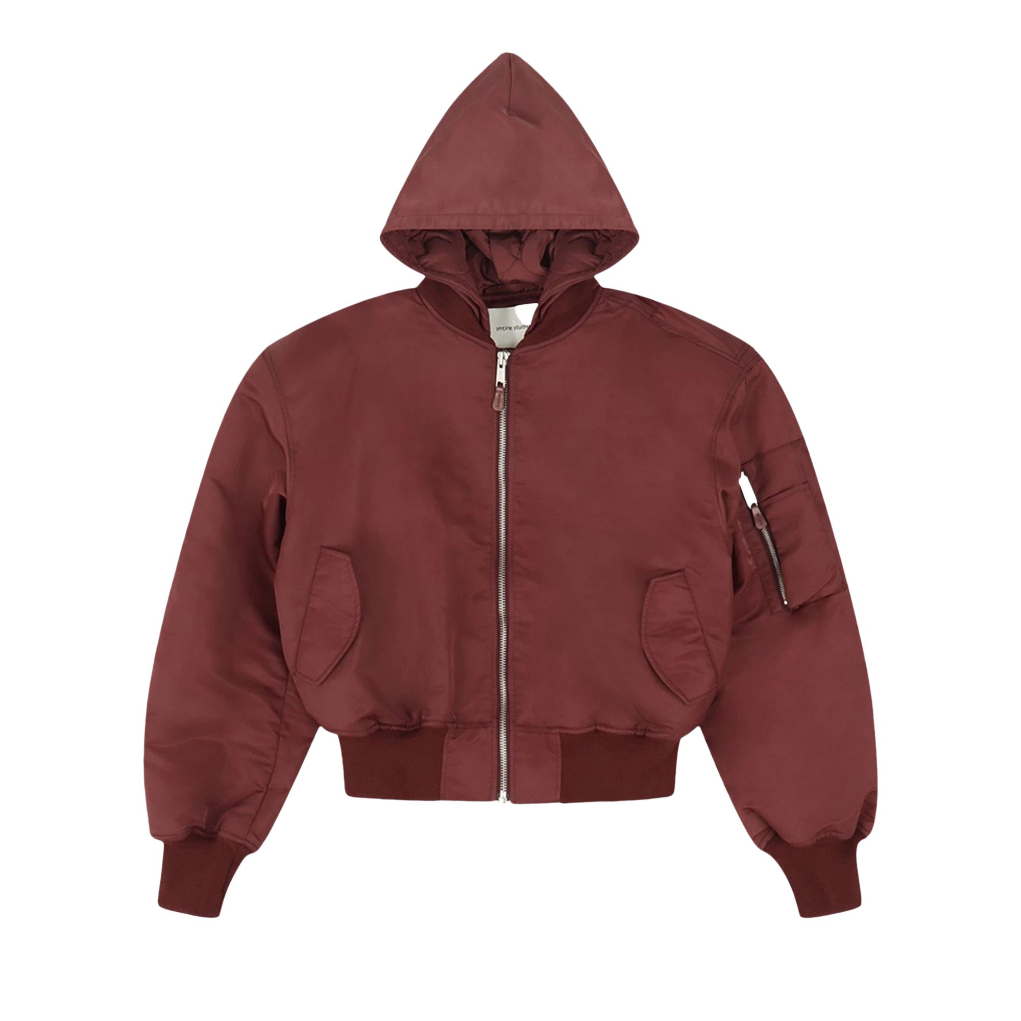 Pre-owned Entire Studios Hooded Broad Bomber Jacket 'garnet' | Red | Men's Size Xl