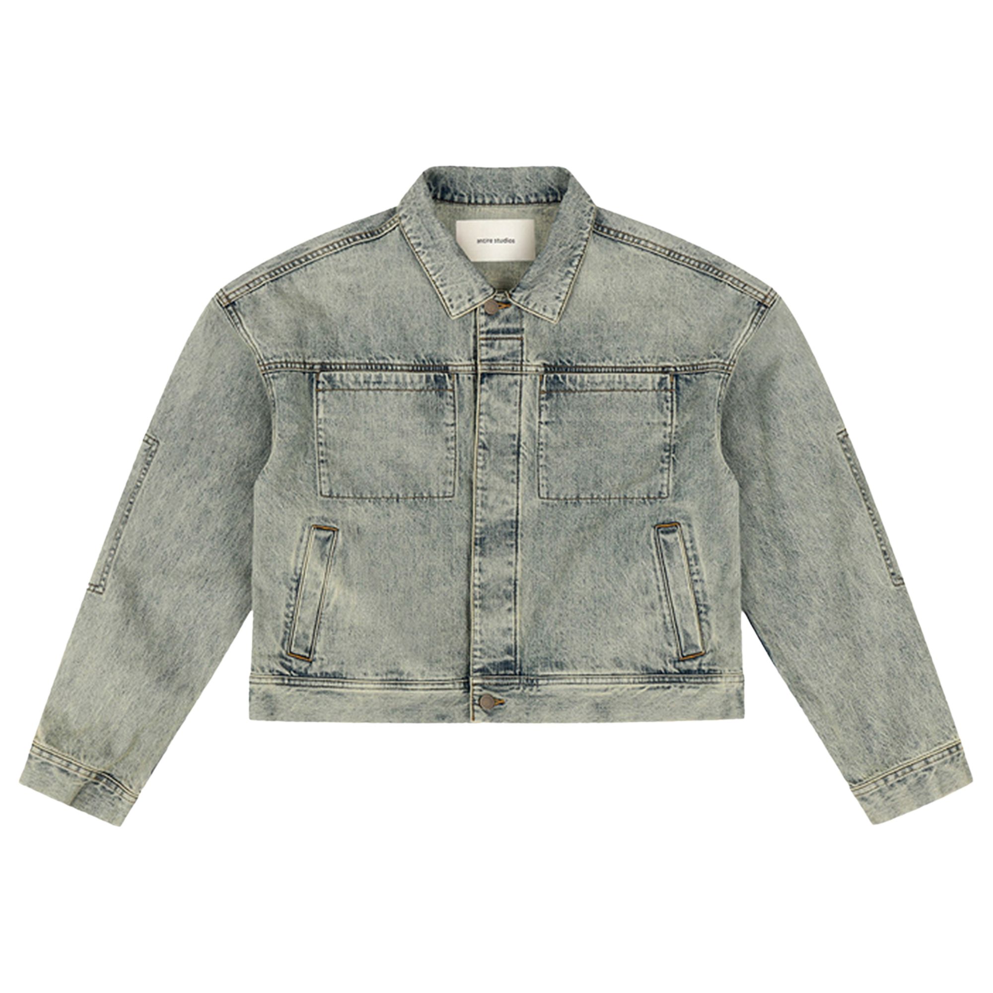 Pre-owned Entire Studios Gem Denim Jacket 'surface Wave' | Blue | Men's Size L