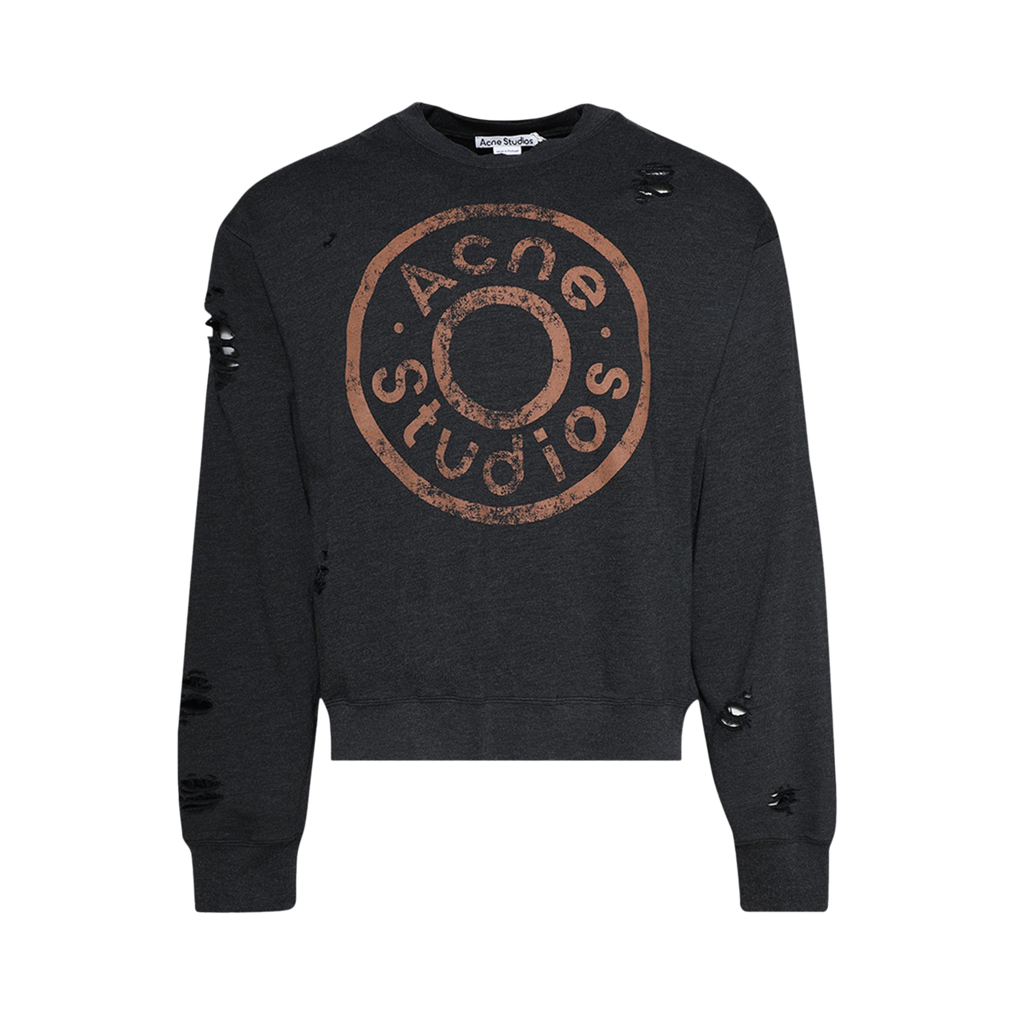 Pre-owned Acne Studios Logo Printed Sweater 'black Melange' | Men's Size Xl