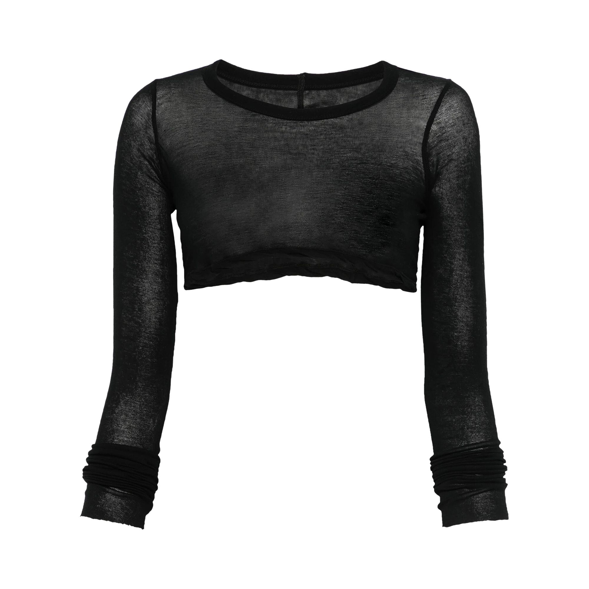 Pre-owned Rick Owens Long-sleeve Crop T-shirt 'black' | Women's Size 38