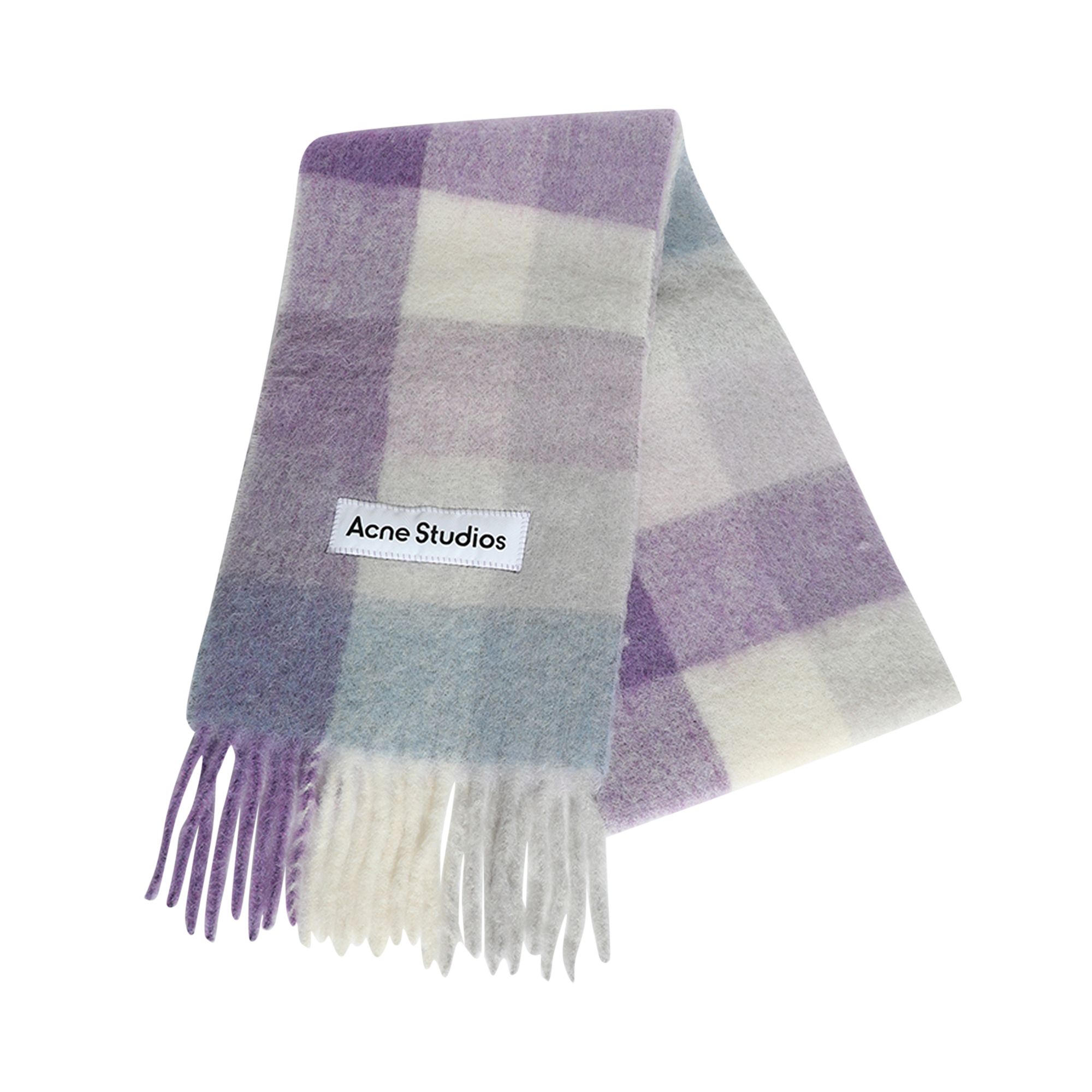 Pre-owned Acne Studios Mohair Checked Scarf 'lilac/white' | Purple | Men's Size Onesize