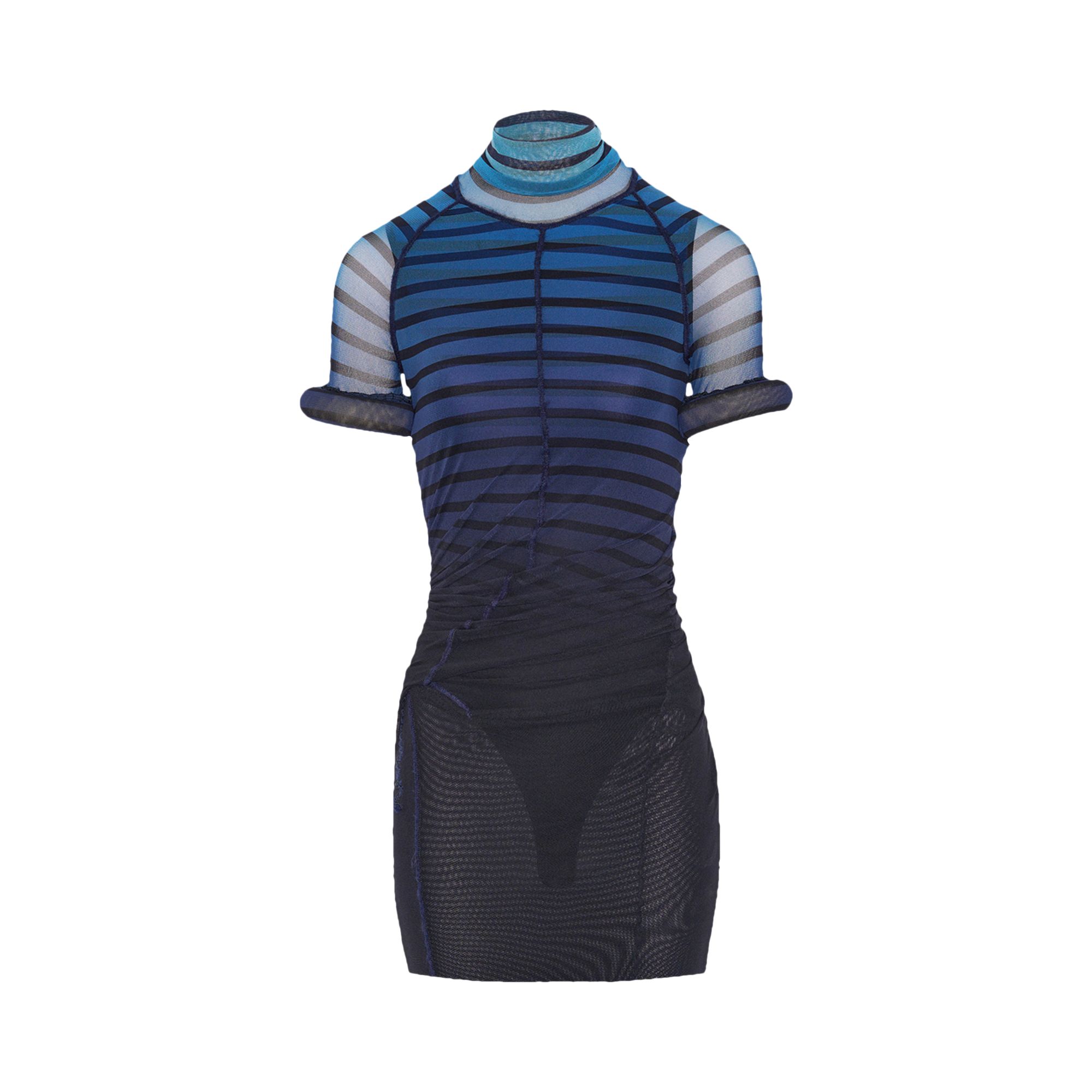 Pre-owned Jean Paul Gaultier 3d Collar Short Dress 'black/navy/light Blue' | Women's Size M
