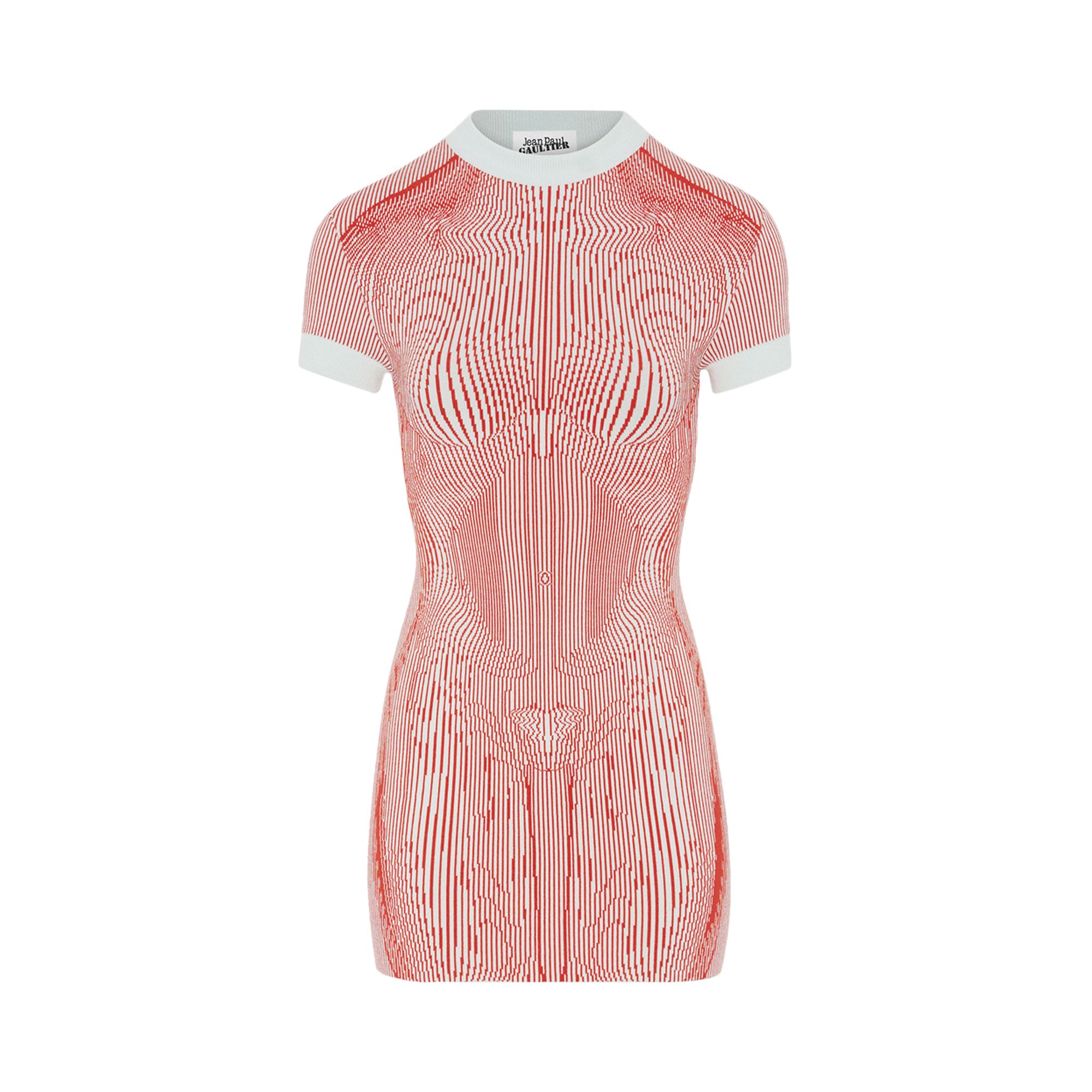 Pre-owned Jean Paul Gaultier Morphing Pinstripe Short Dress 'mint/orange' | Green | Women's Size L