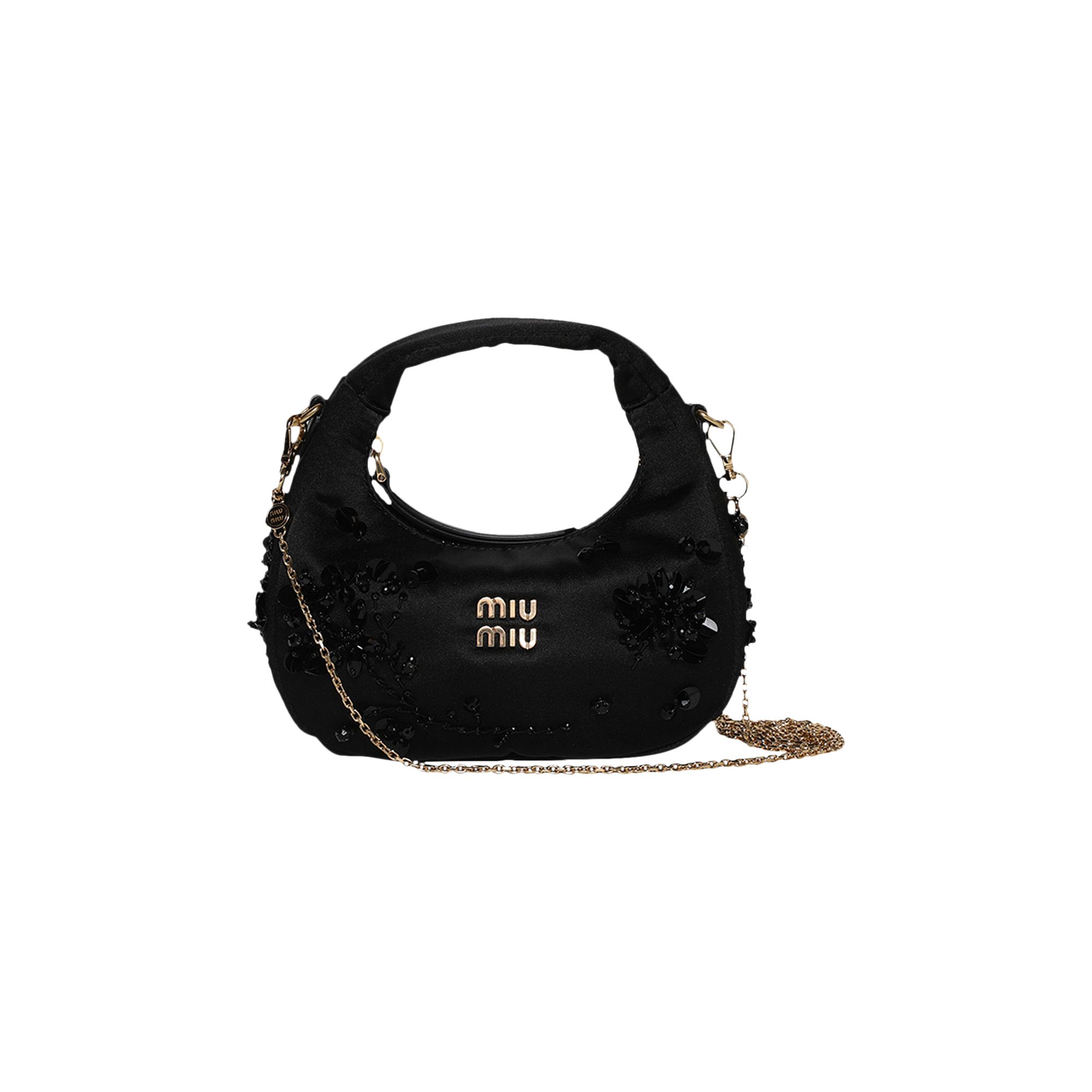 Pre-owned Miu Miu Embroidered Duchesse Mini Bag 'black' | Women's Size Onesize