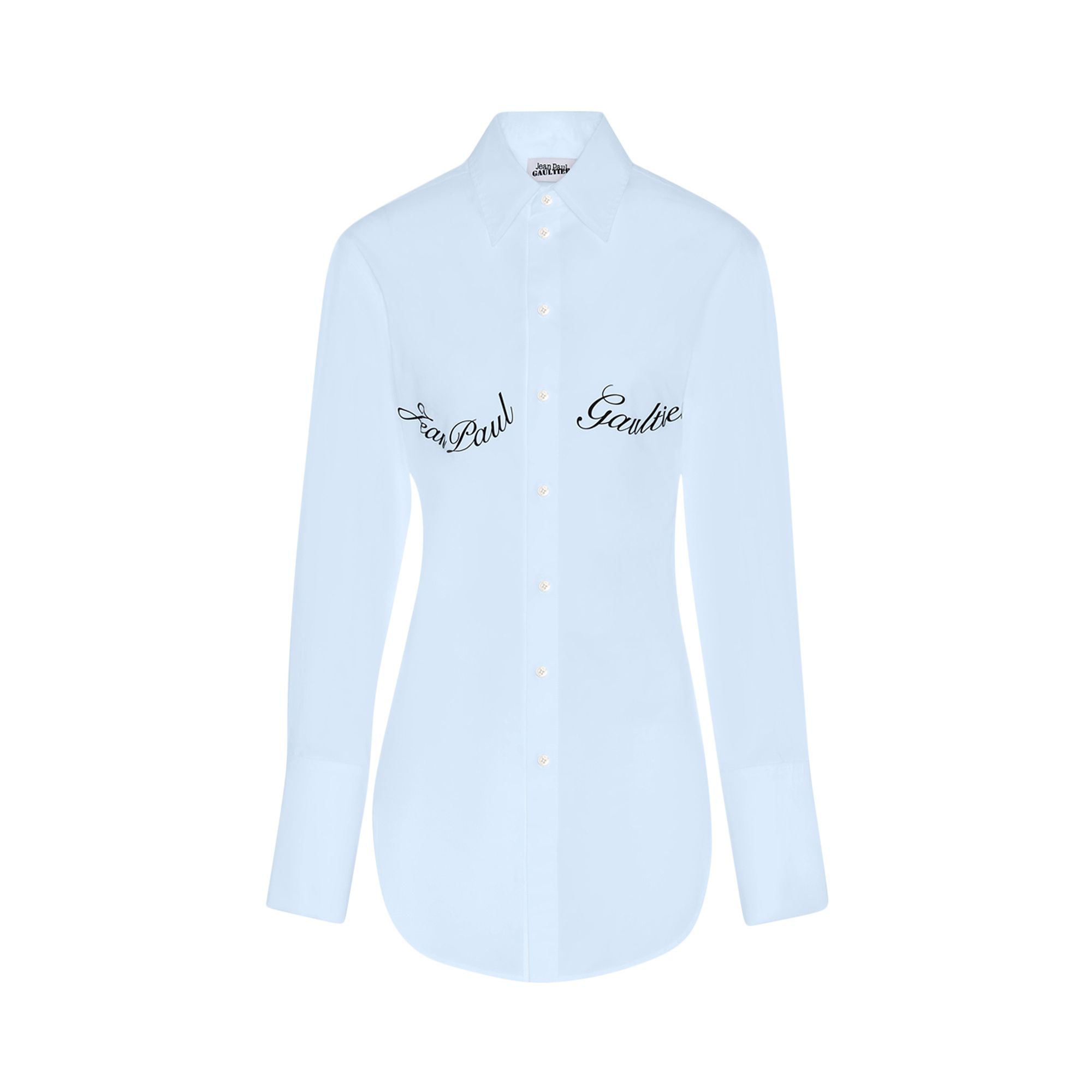 Pre-owned Jean Paul Gaultier Stretch Poplin Shirt 'baby Blue' | Women's Size L