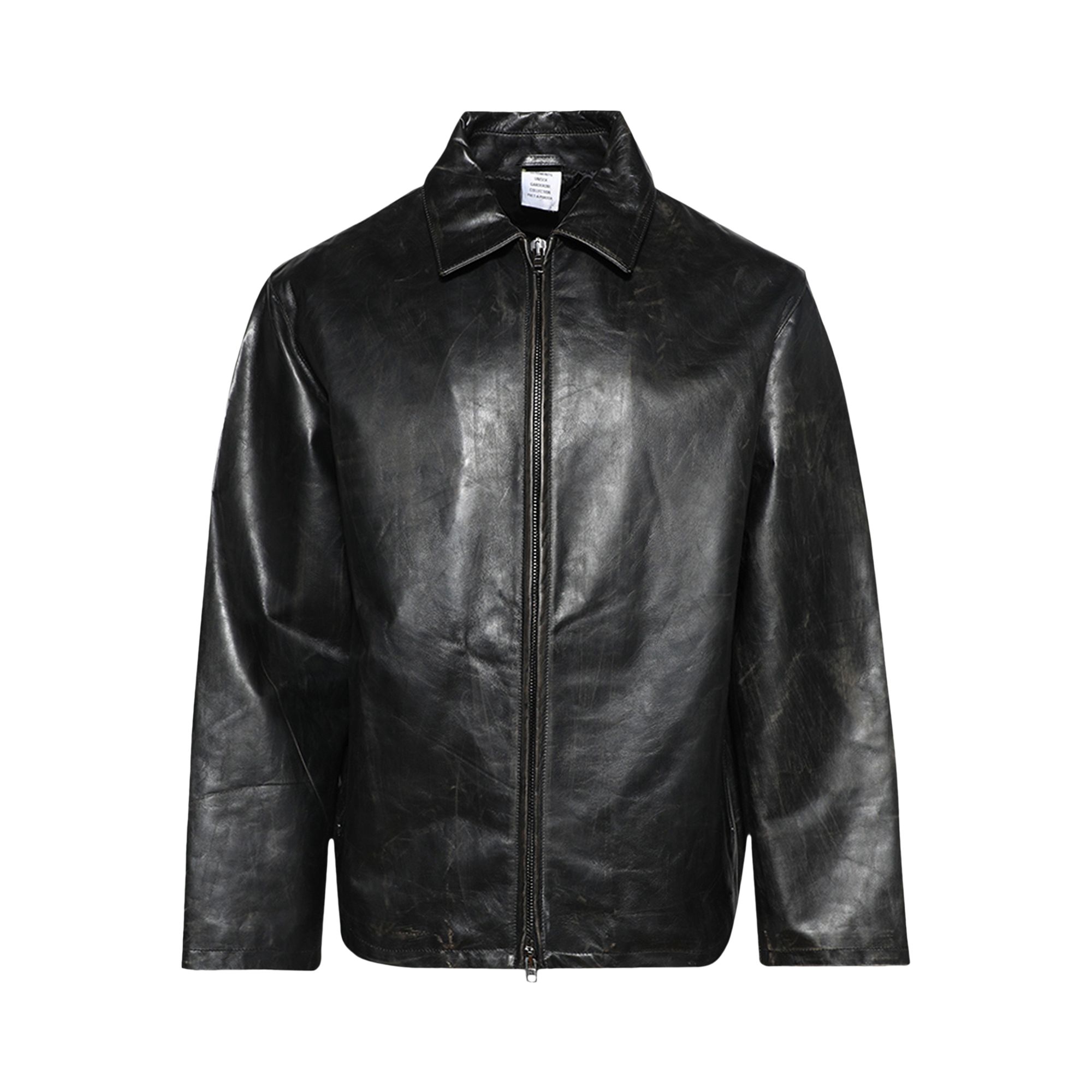 Pre-owned Vetements Distressed Leather Zip-up Jacket 'black' | Men's Size M
