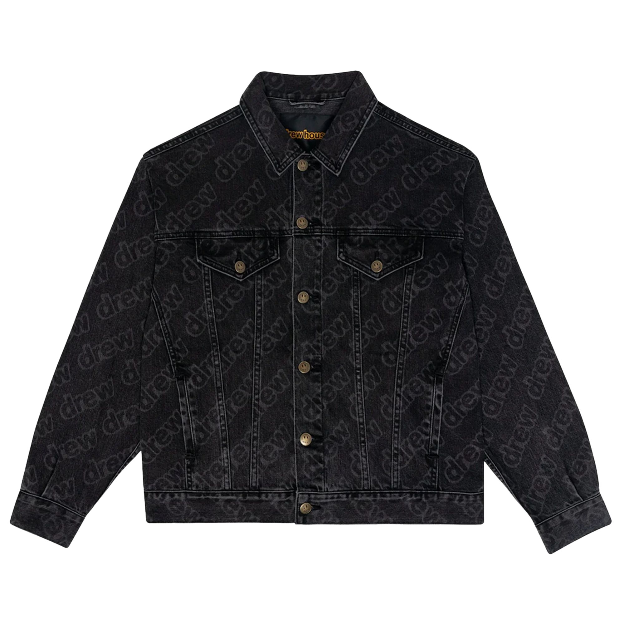 Pre-owned Drew House Secret Letter All Over Loose Denim Jacket 'black' | Men's Size Xxs