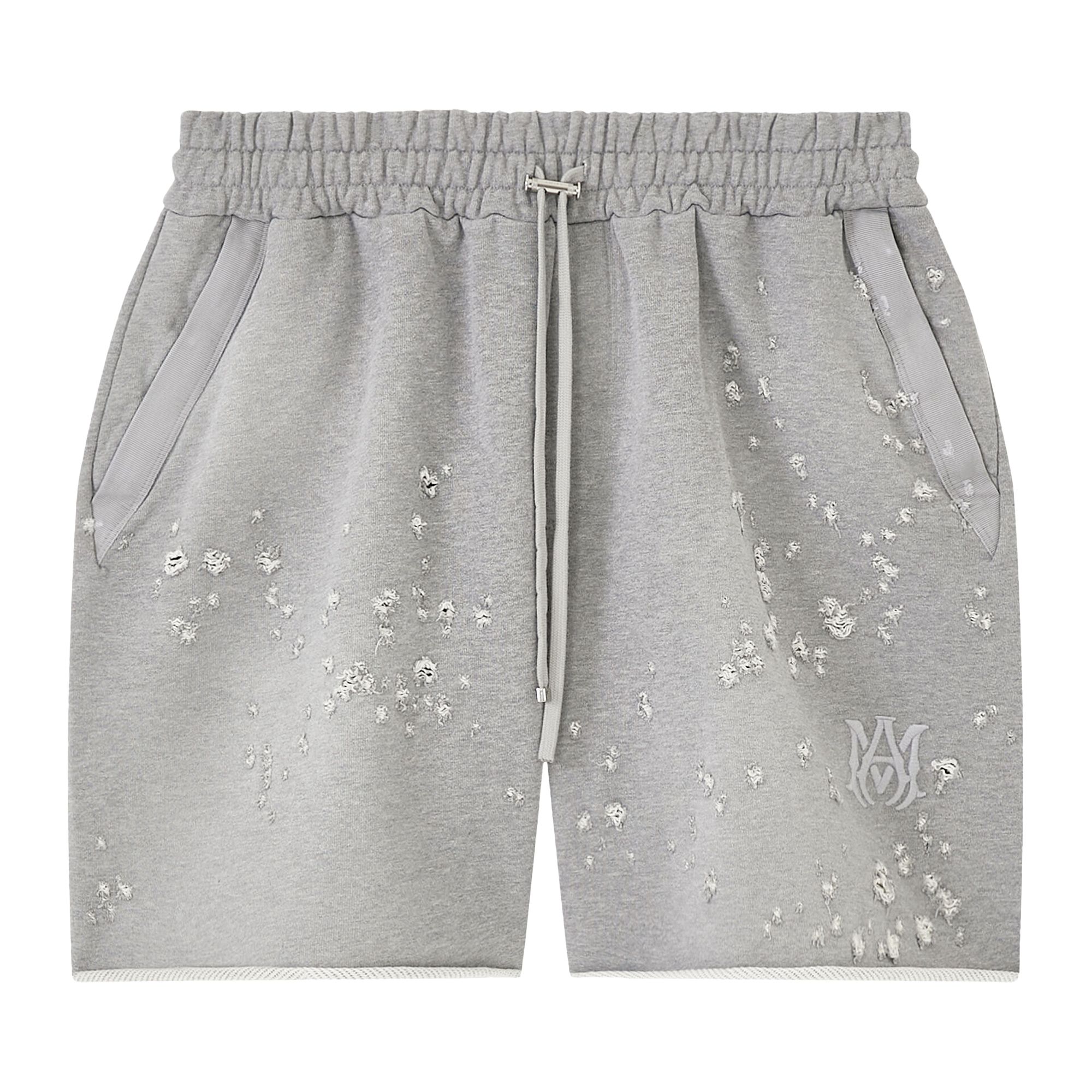 Pre-owned Amiri Ma Shotgun Embroidered Short 'grey' | Men's Size Xxl