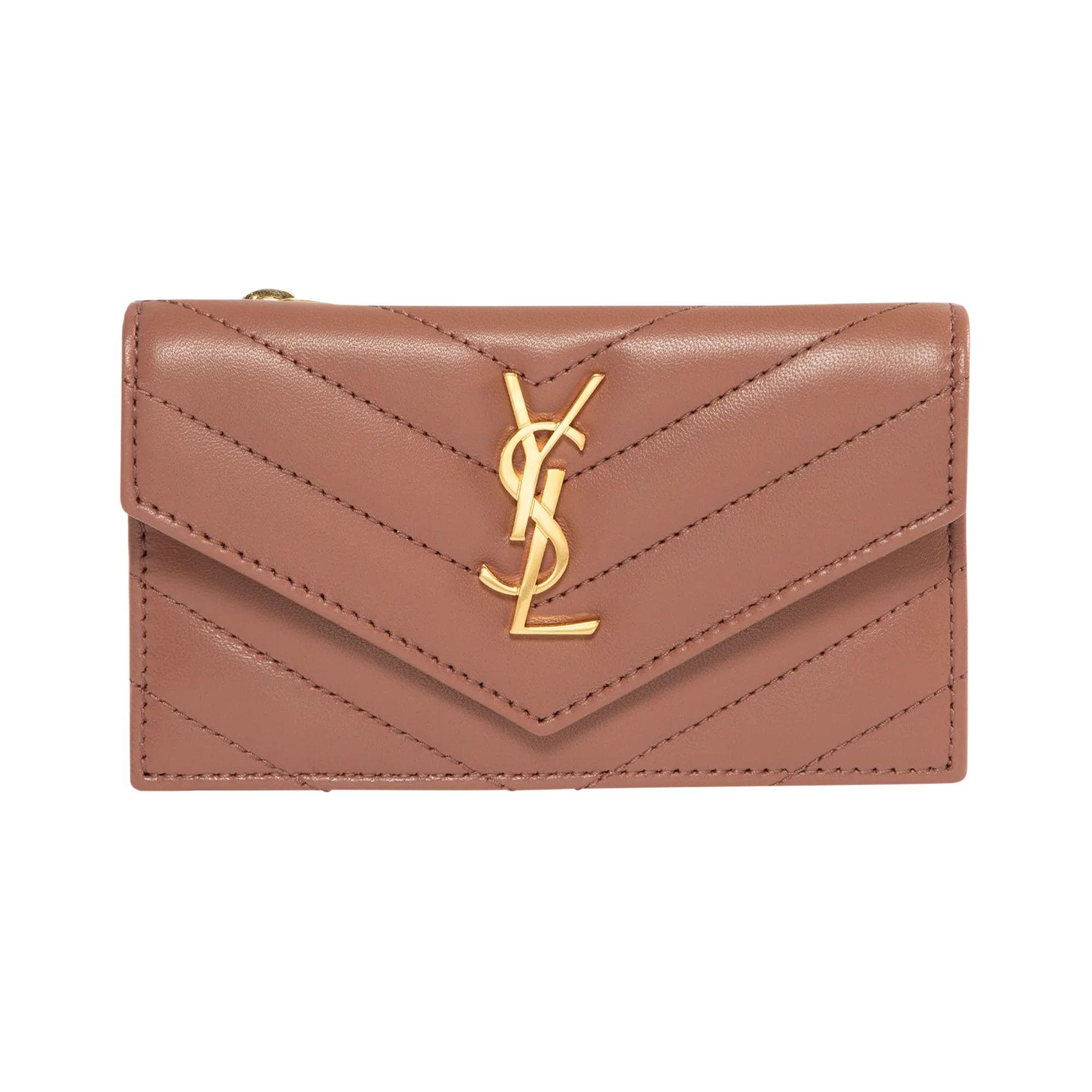 Pre-owned Saint Laurent Cassandre Matelassé Card Case 'coral Paradise' | Pink | Women's Size Onesize