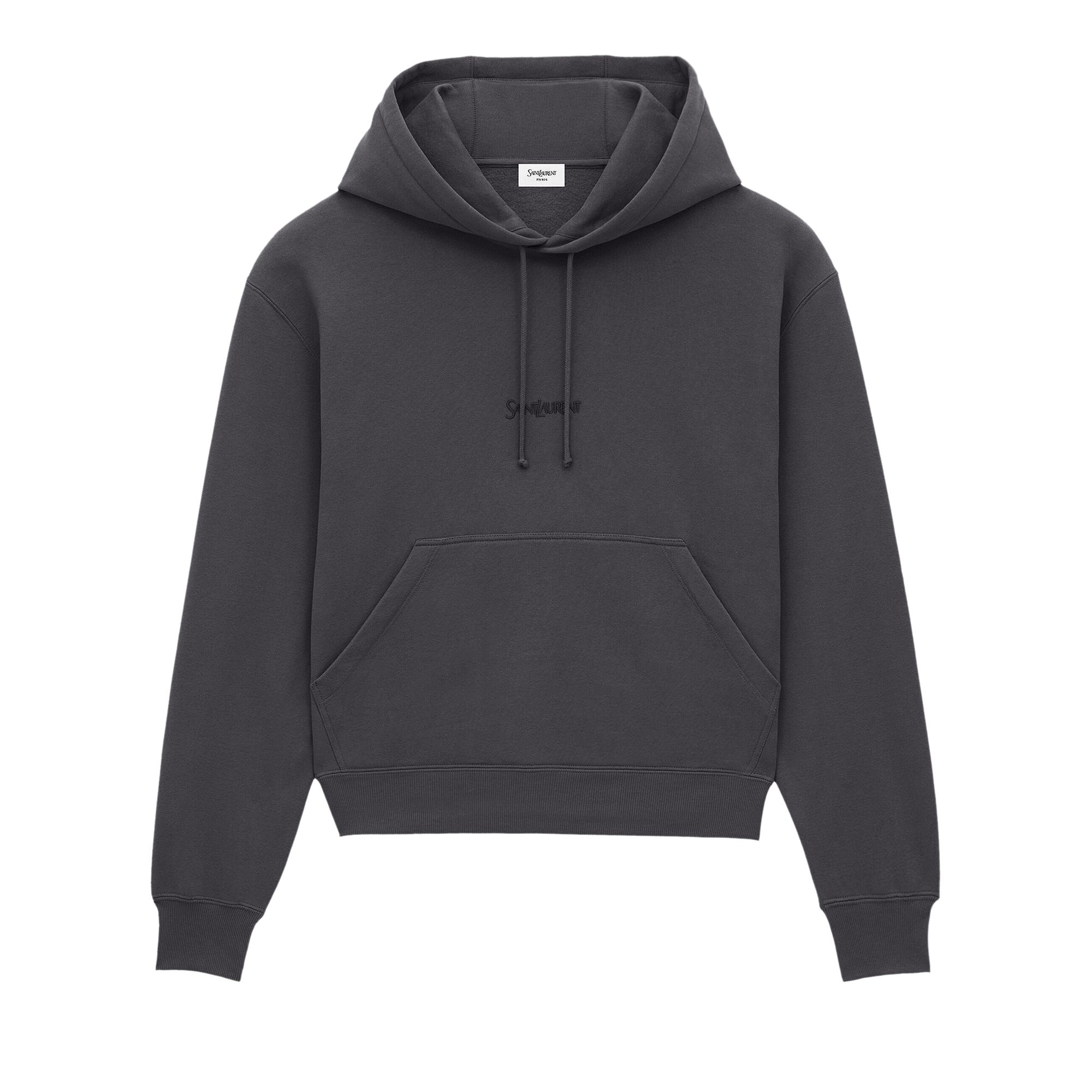 Pre-owned Saint Laurent Logo Hoodie 'steel' | Grey | Men's Size Xl