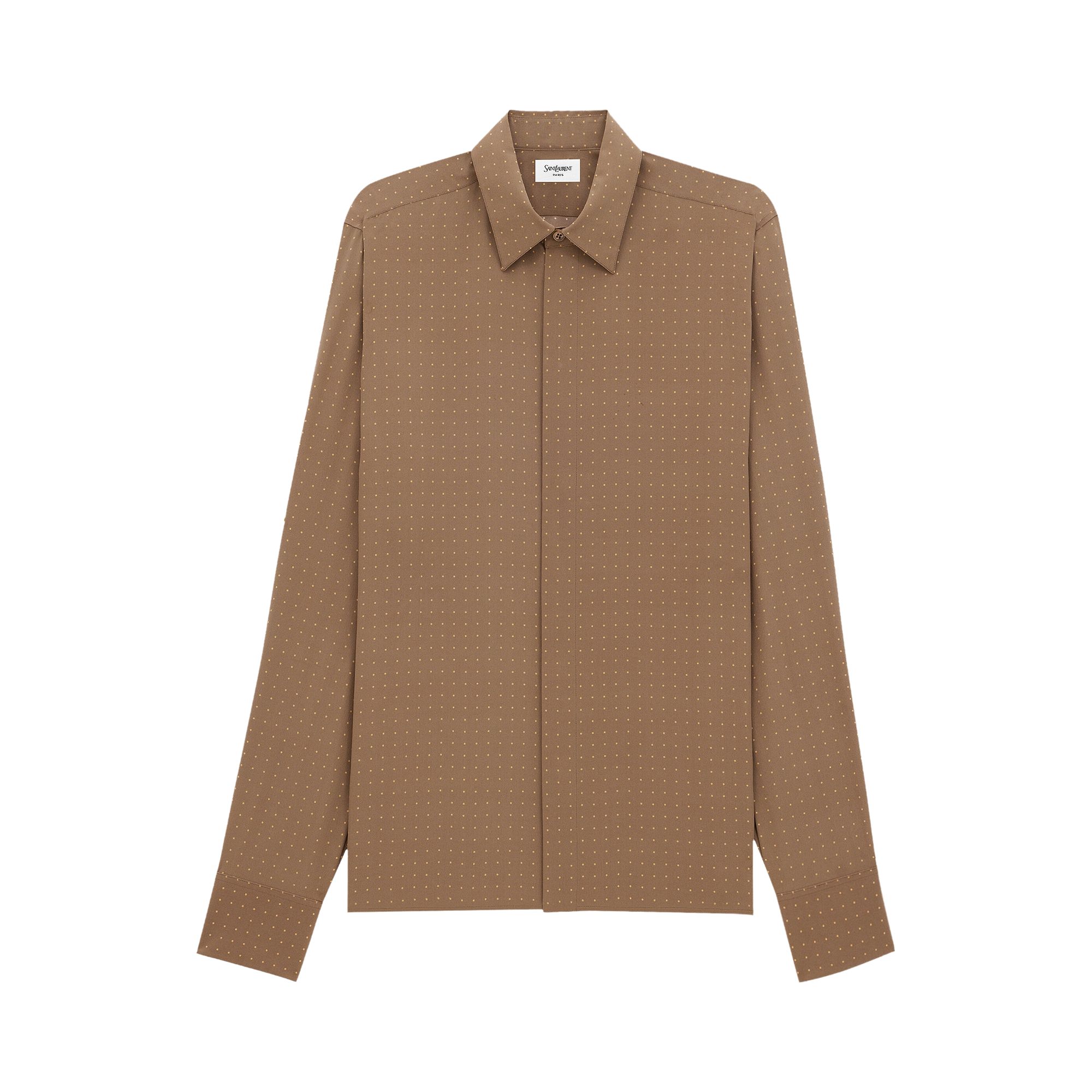Pre-owned Saint Laurent Dotted Long-sleeve Shirt 'beige' | Tan | Men's Size 42