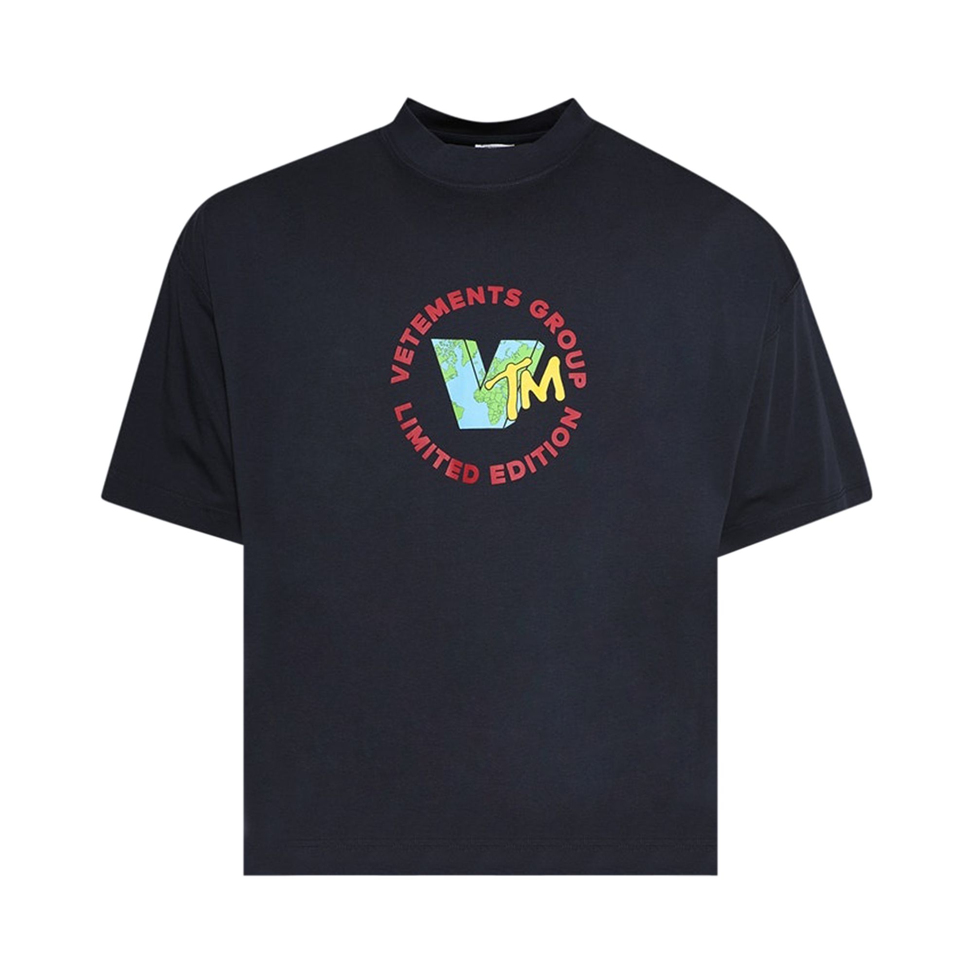 Pre-owned Vetements World Cropped Boxy T-shirt 'navy' | Blue | Men's Size S