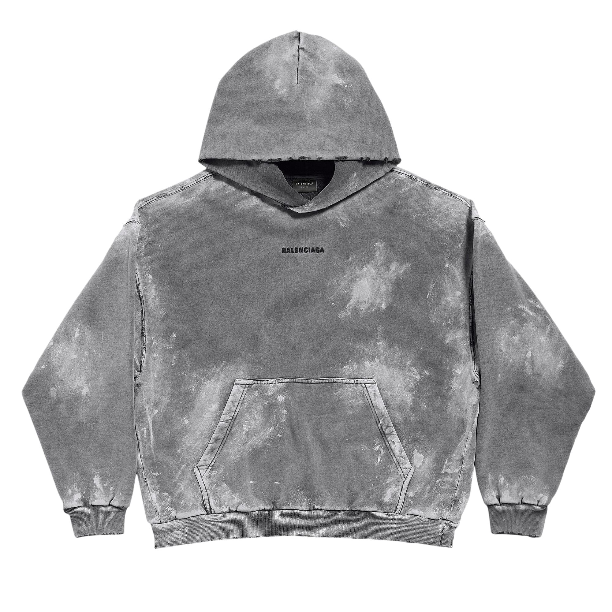 Pre-owned Balenciaga Logo Embroidered Faded Hoodie 'grey' | Men's Size Xl