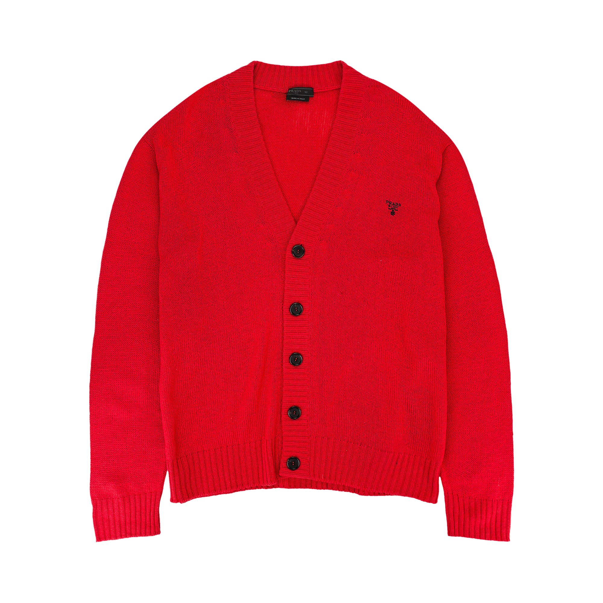 Pre-owned Prada Logo Cardigan 'red' | Men's Size 50