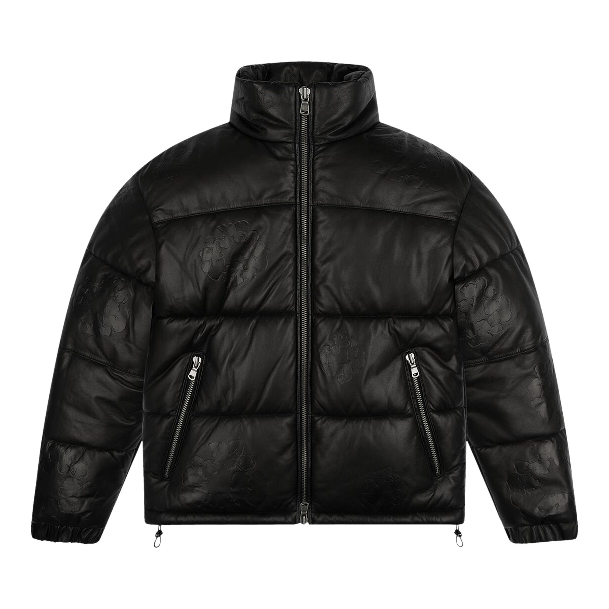 Pre-owned Denim Tears Leather Embossed Wreath Puffer Jacket 'black' | Men's Size M