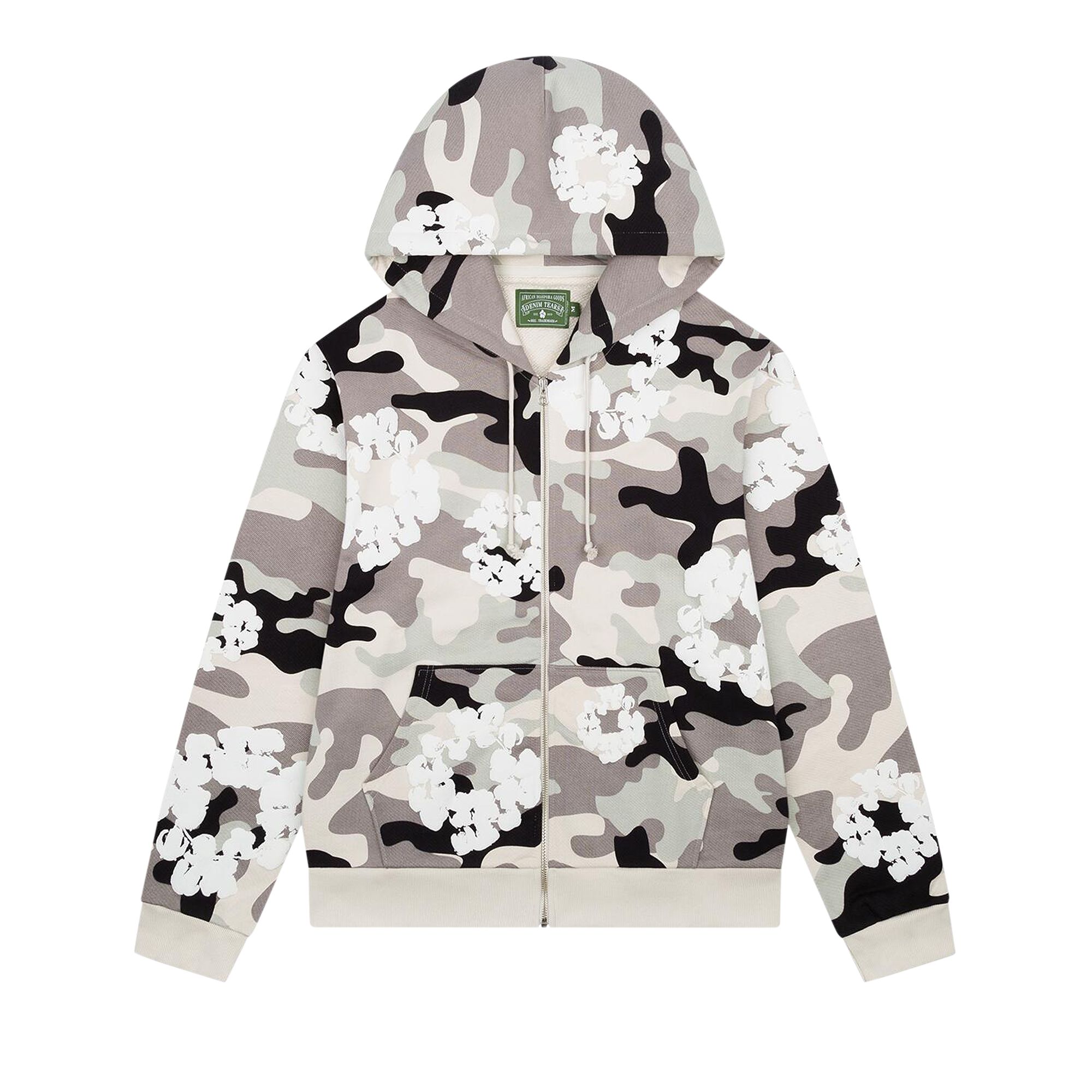 Pre-owned Denim Tears Wreath Zip Hoodie 'white Camo' | Multi-color | Men's Size Xl