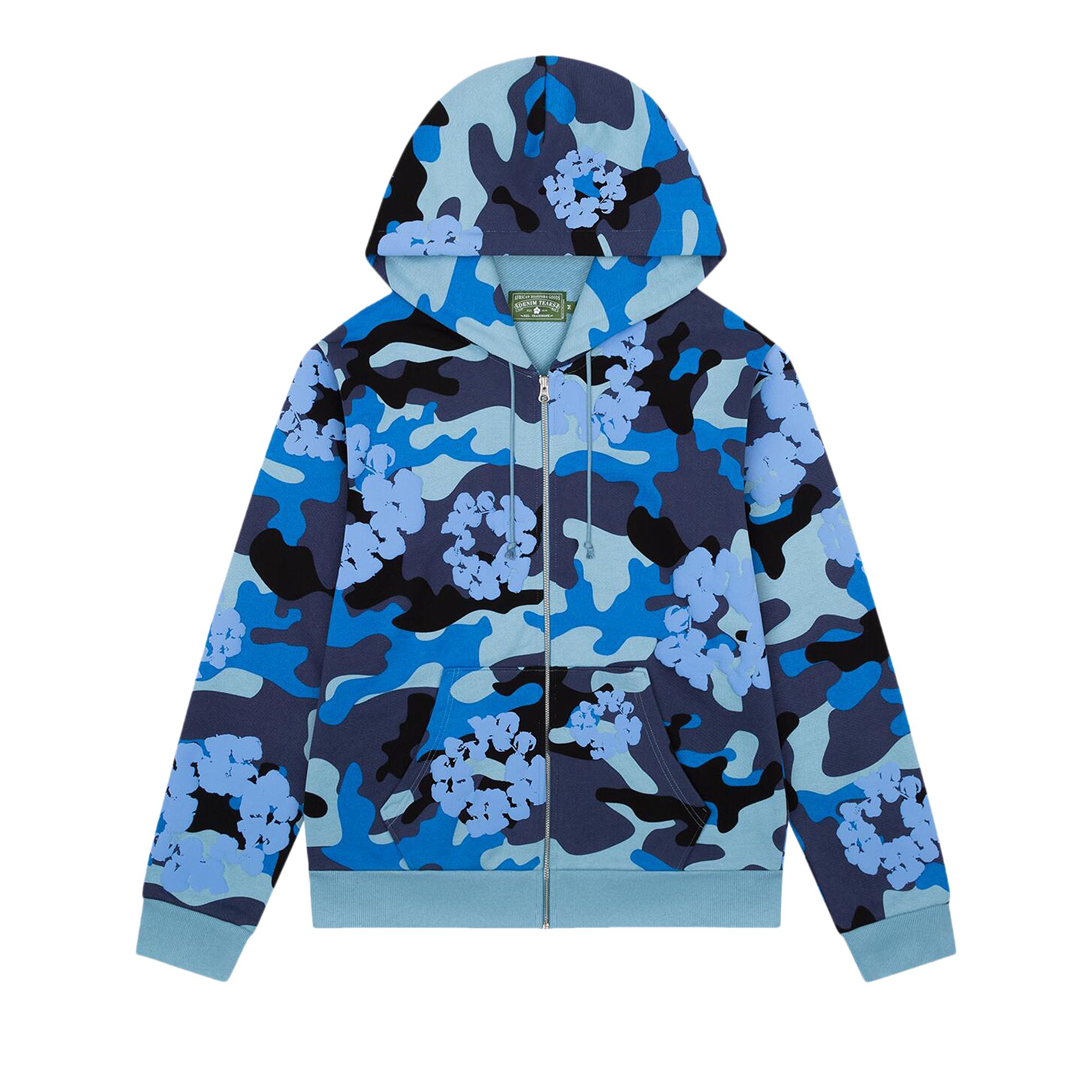 Pre-owned Denim Tears Wreath Zip Hoodie 'blue Camo' | Multi-color | Men's Size Xl