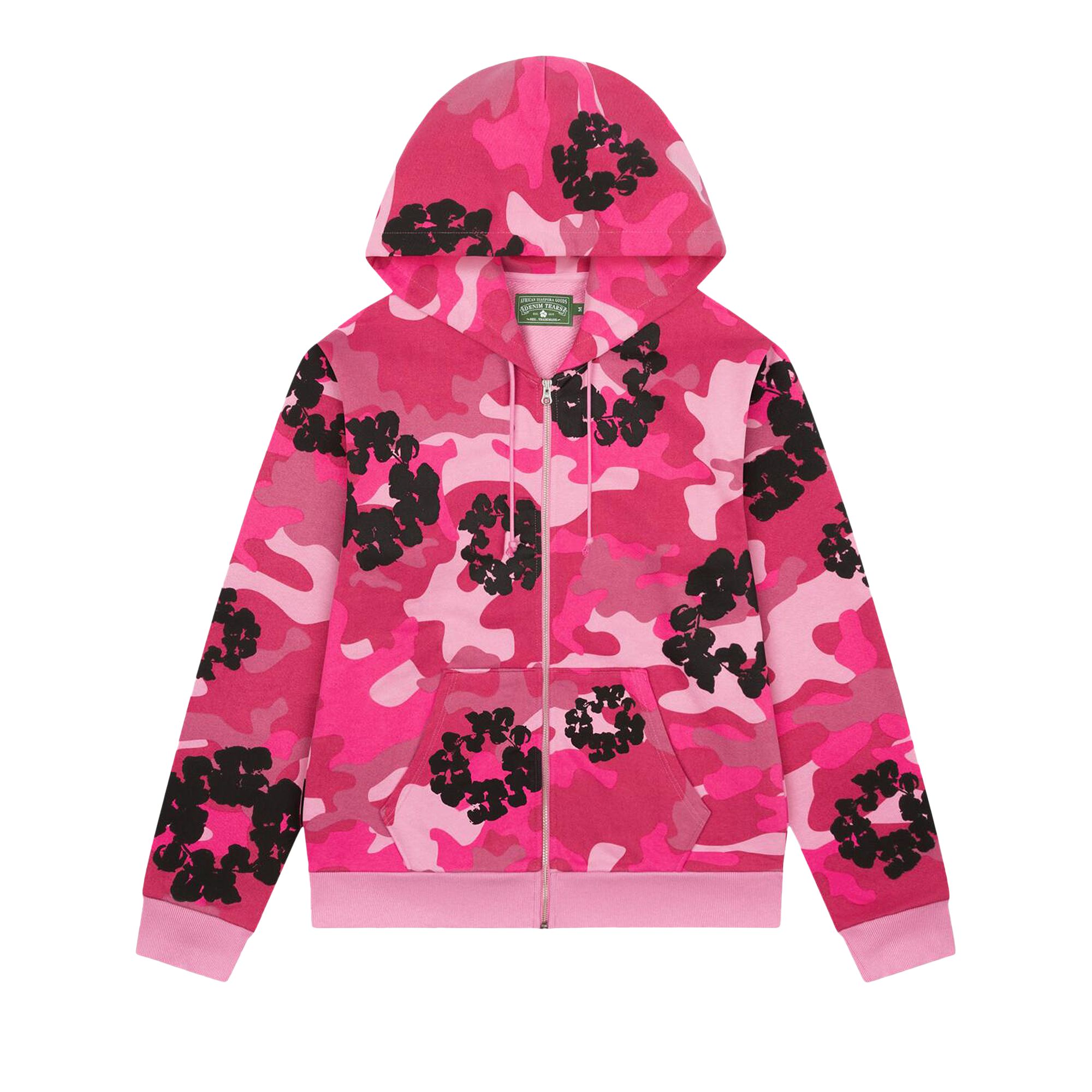 Pre-owned Denim Tears Wreath Zip Hoodie 'pink Camo' | Multi-color | Men's Size Xl