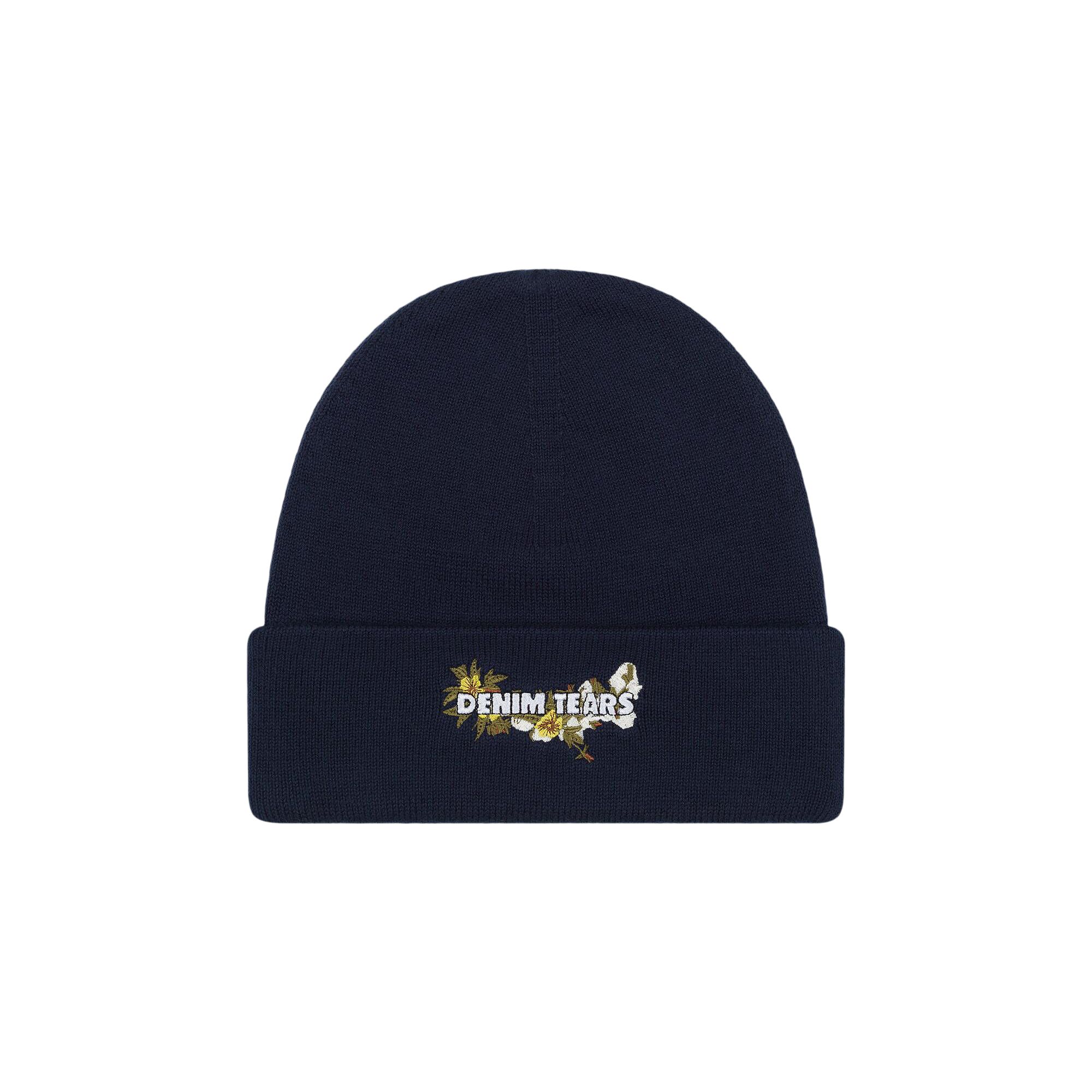 Pre-owned Denim Tears Floral Beanie 'navy' | Blue | Men's Size Onesize