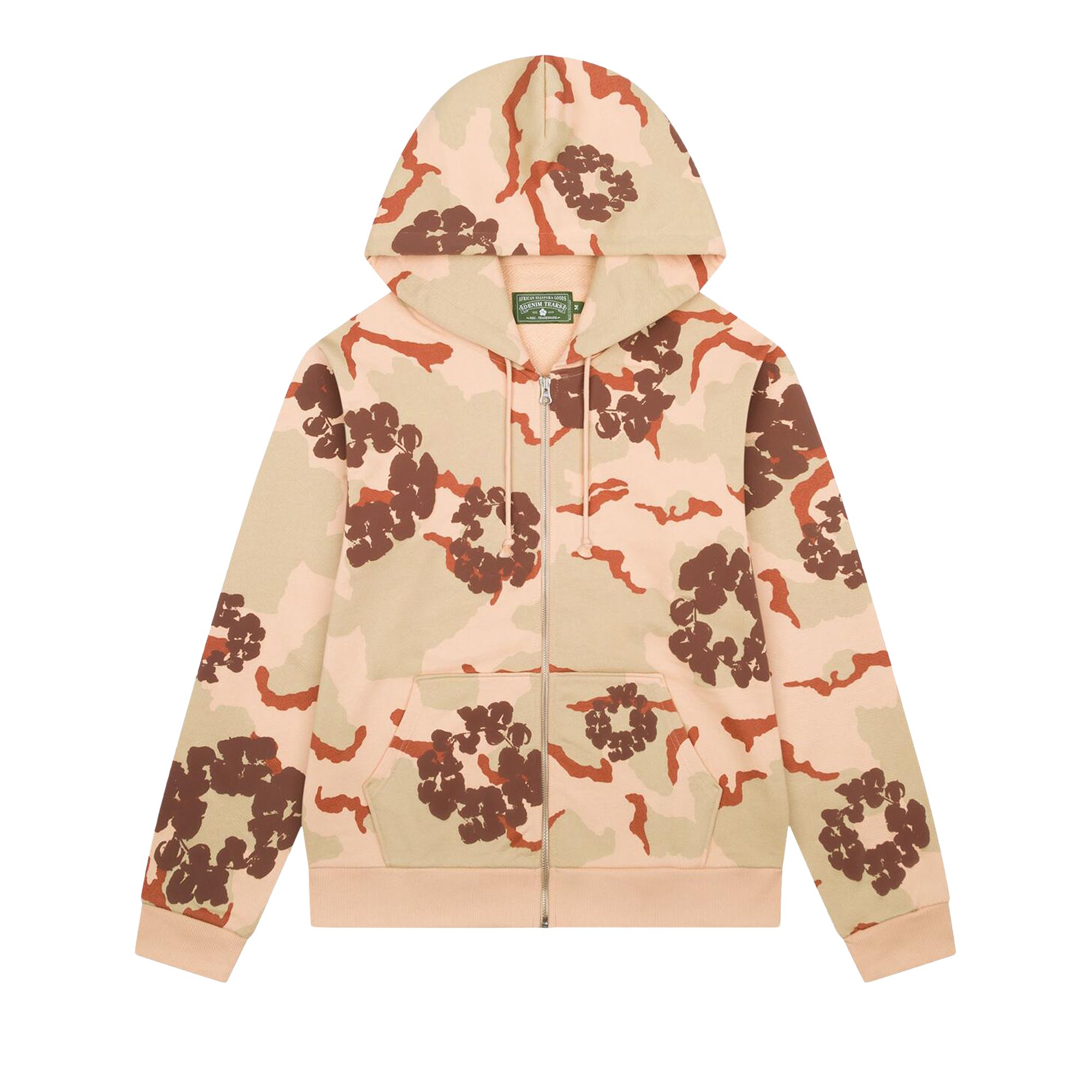 Pre-owned Denim Tears Wreath Zip Hoodie 'tan Camo' | Multi-color | Men's Size M
