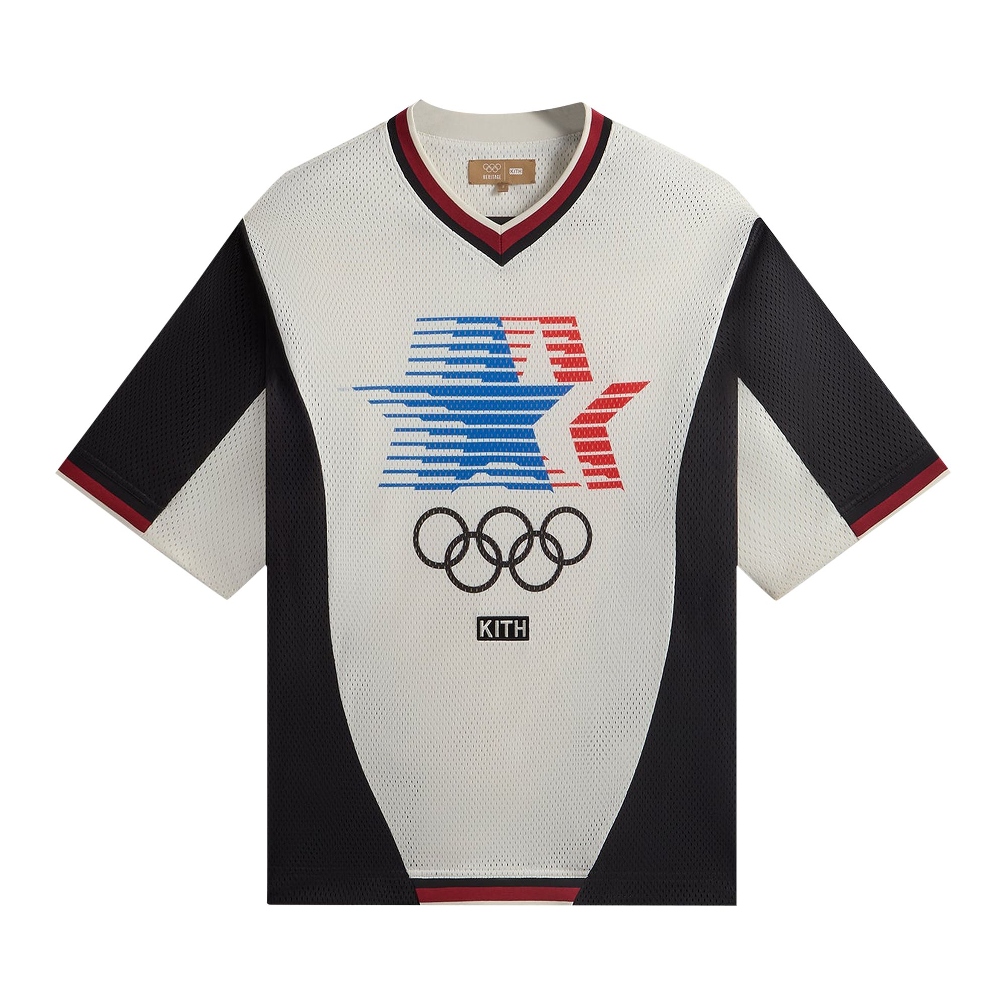 Pre-owned Kith Olympics Heritage Mesh Darin Warm Up Shirt 'silk' | White | Men's Size M