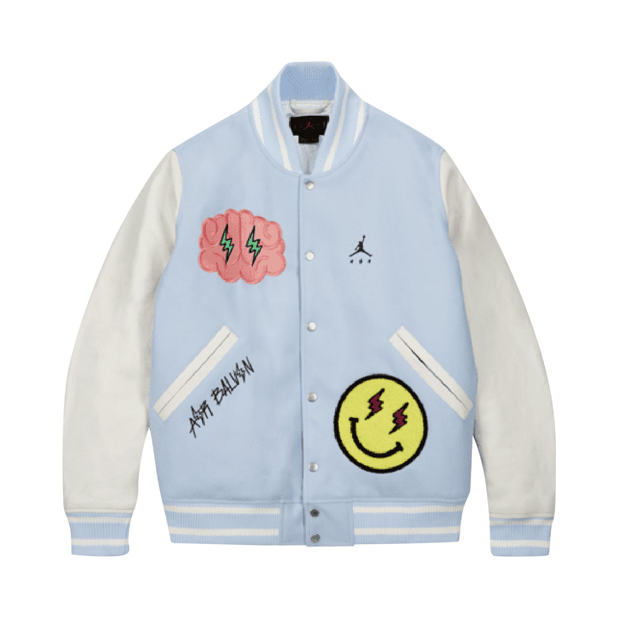 Pre-owned Air Jordan X J Balvin Varsity Jacket 'celestine Blue' | Men's Size Xl
