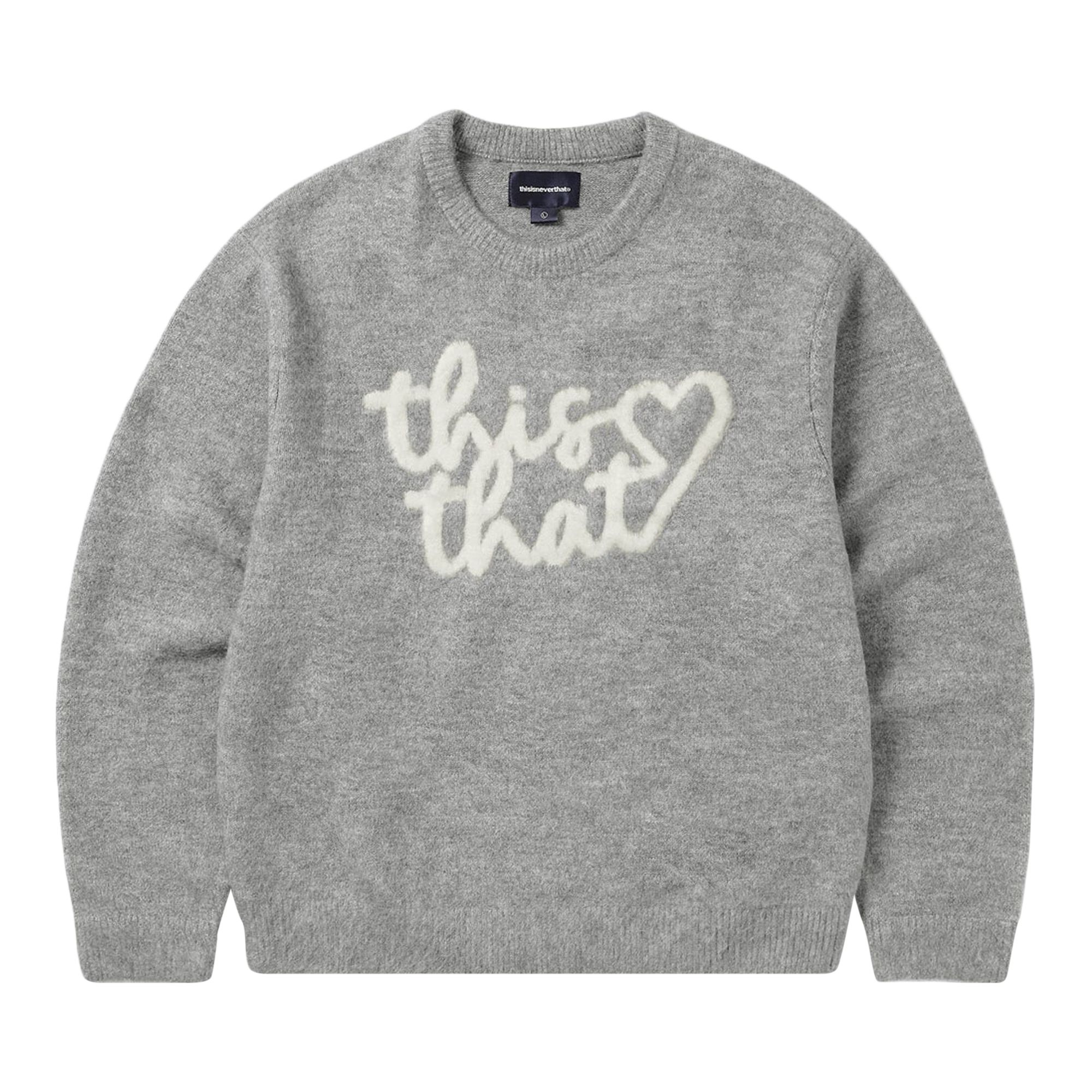 Pre-owned Thisisneverthat Heart Logo Knit Sweater 'heather Grey' | Men's Size L